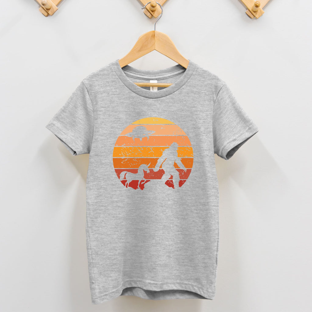Bigfoot Sunset Toddler Tee – UFO & Unicorn Cryptid Adventure Shirt
