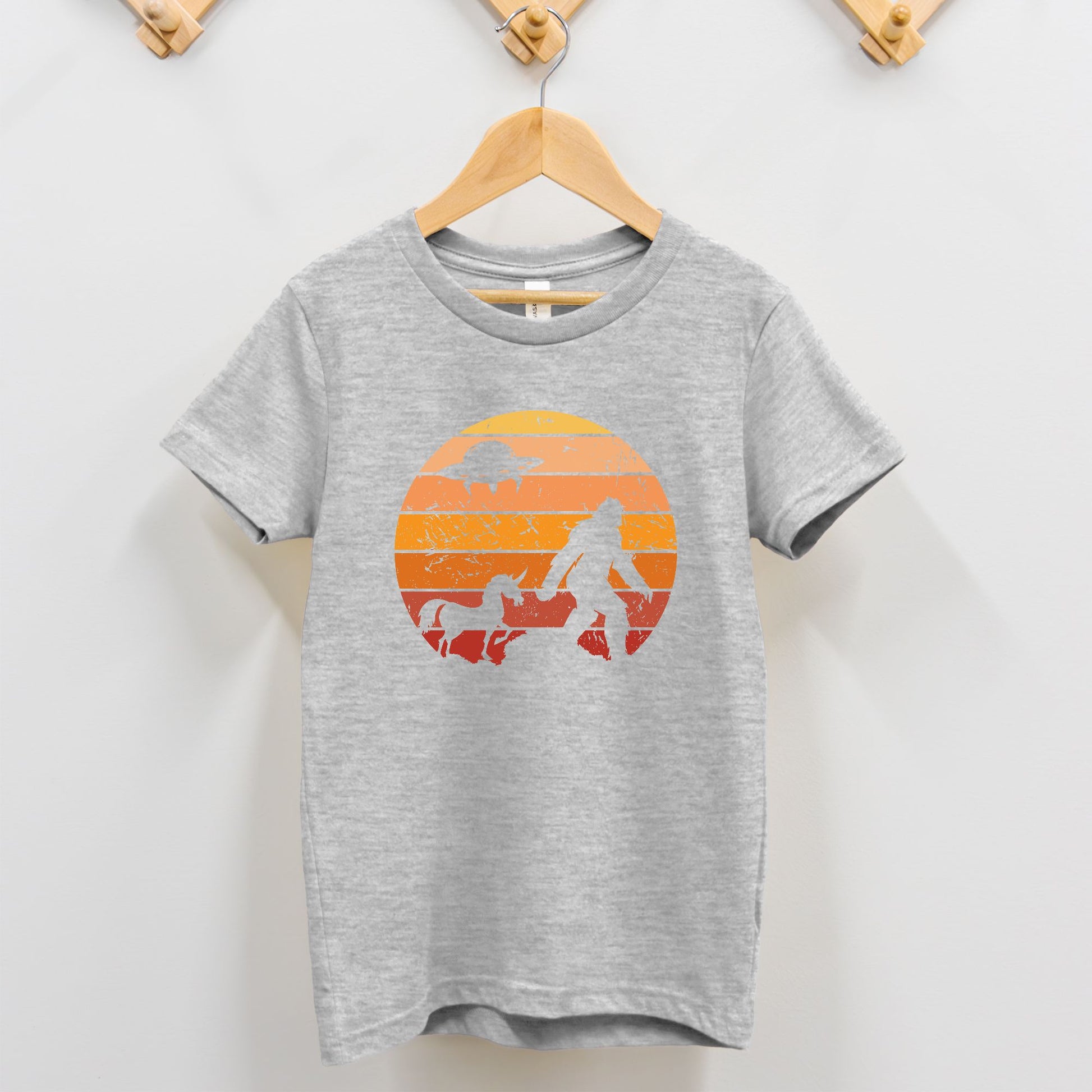 Bigfoot Sunset Toddler Tee – UFO & Unicorn Cryptid Adventure Shirt