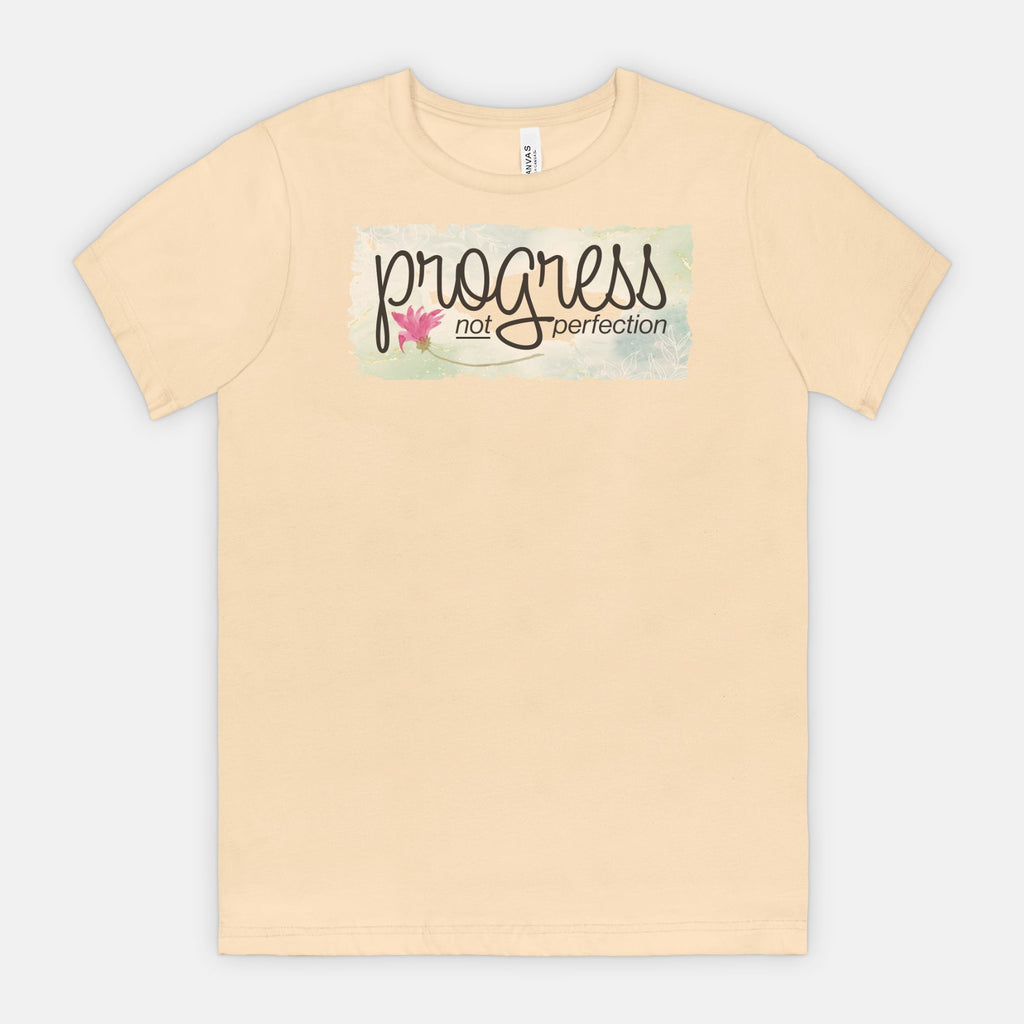 Progress Not Perfection – Soft Floral Motivational Tee