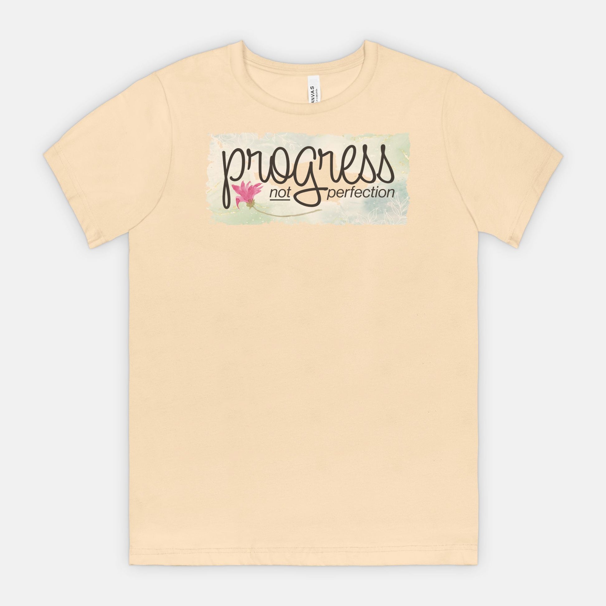 Progress Not Perfection – Soft Floral Motivational Tee