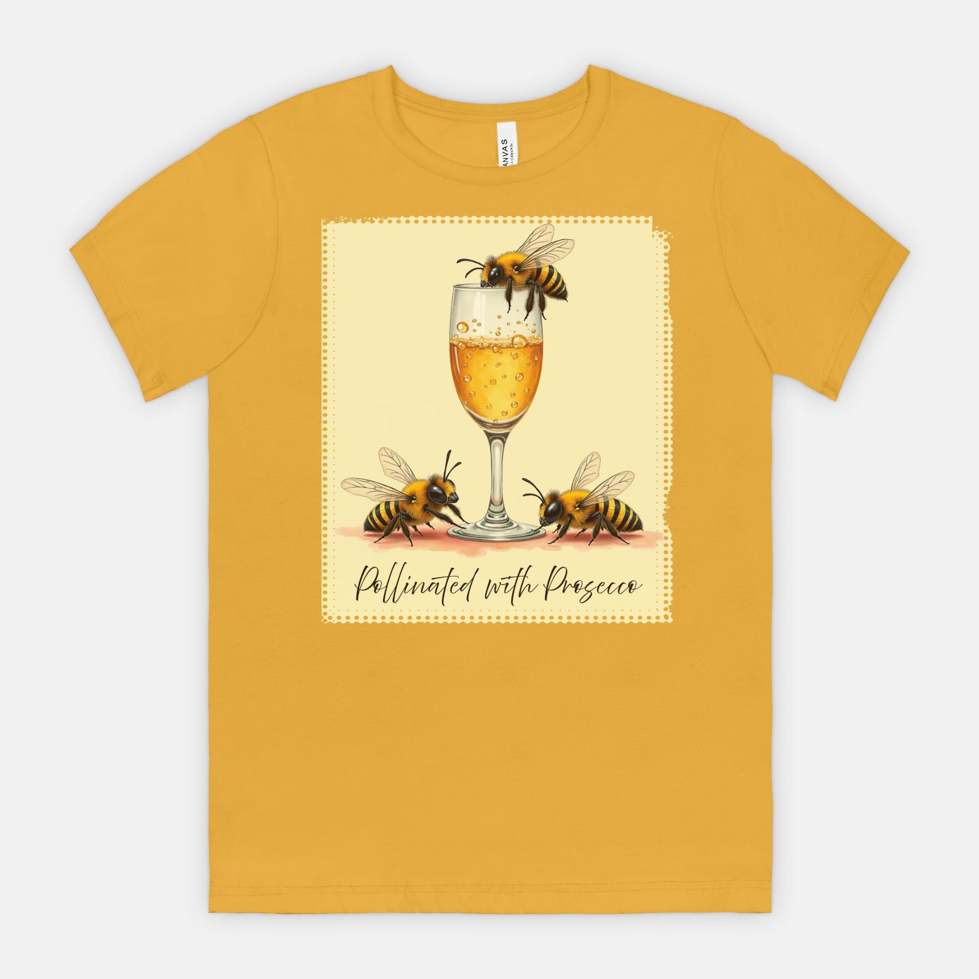 Pollinated with Prosecco – Cute Funny Bee Pun Tee