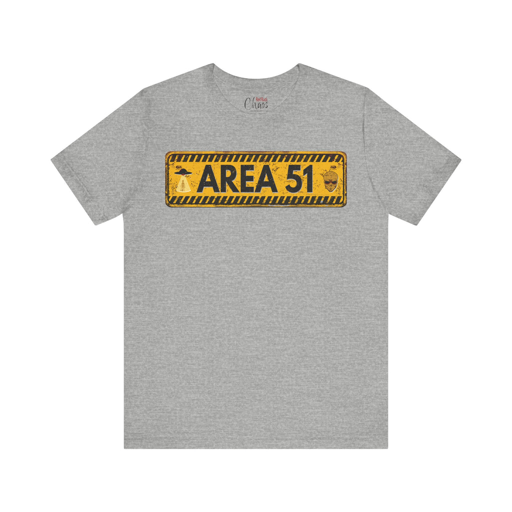 Area 51 Distressed Alien Sign Graphic Tee – Vintage Sci-Fi UFO Shirt