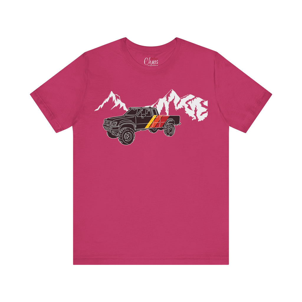 Retro Black Toyota Truck with Mountains