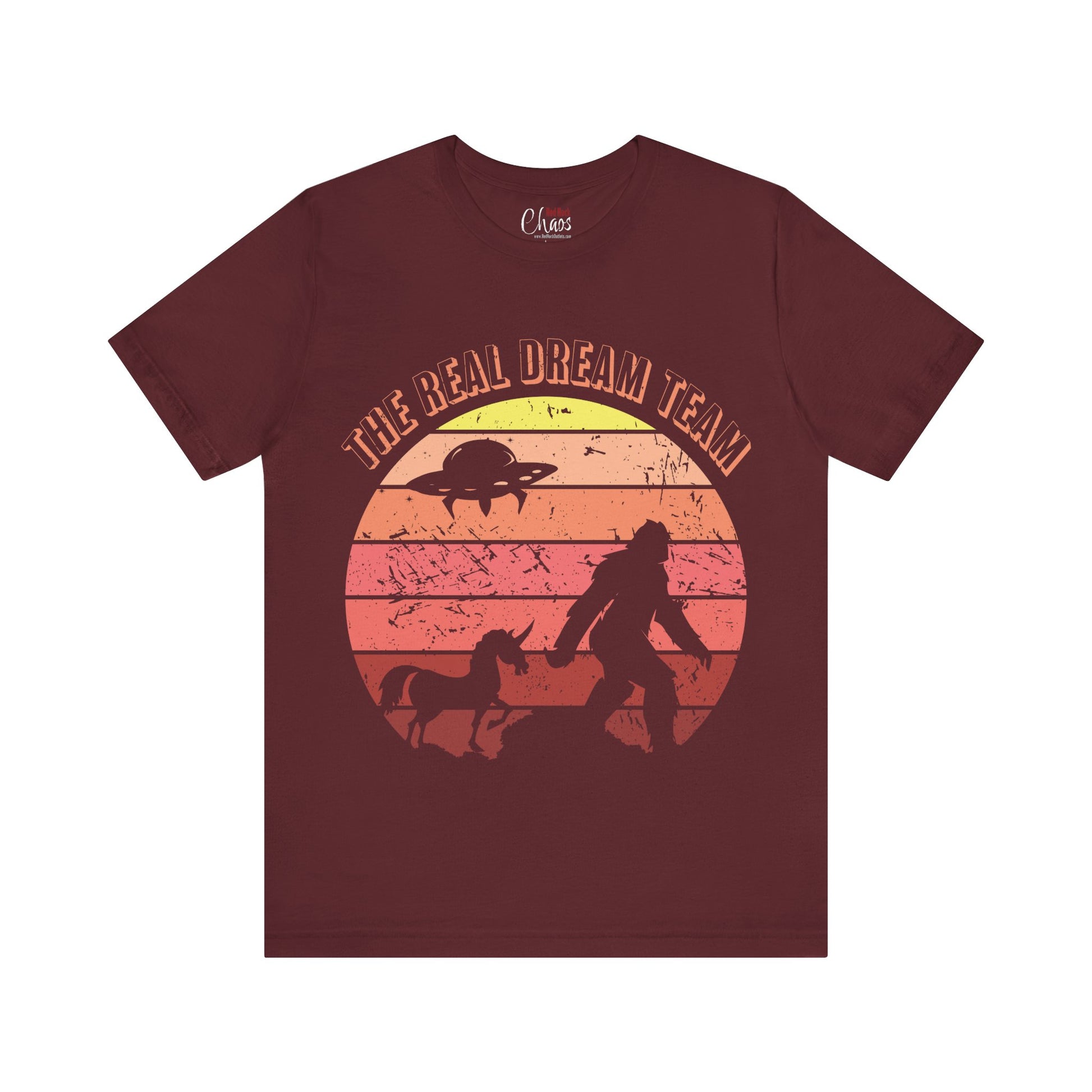 The Real Dream Team Retro Sunset Bigfoot, Unicorn & UFO Shirt