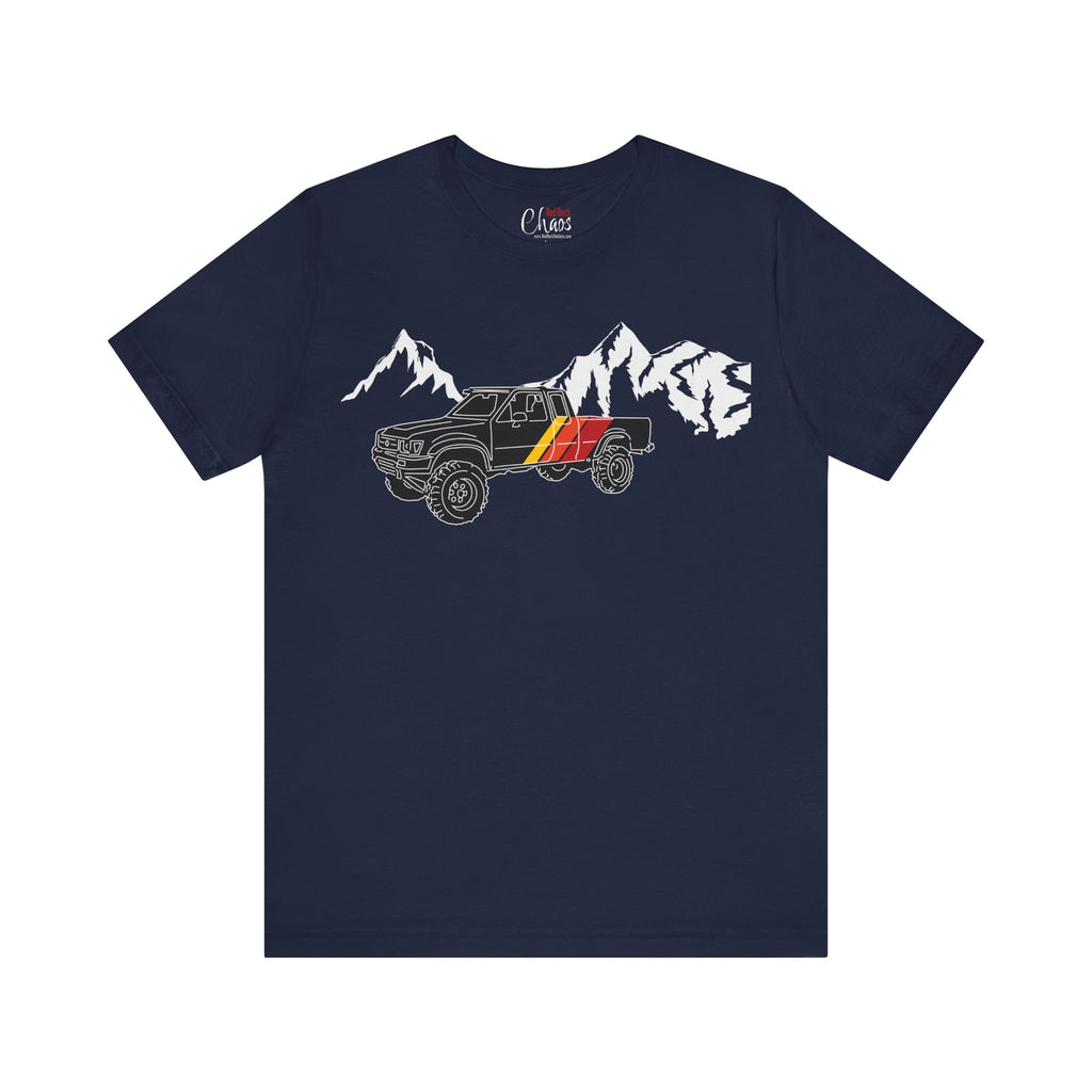 Retro Black Toyota Truck with Mountains