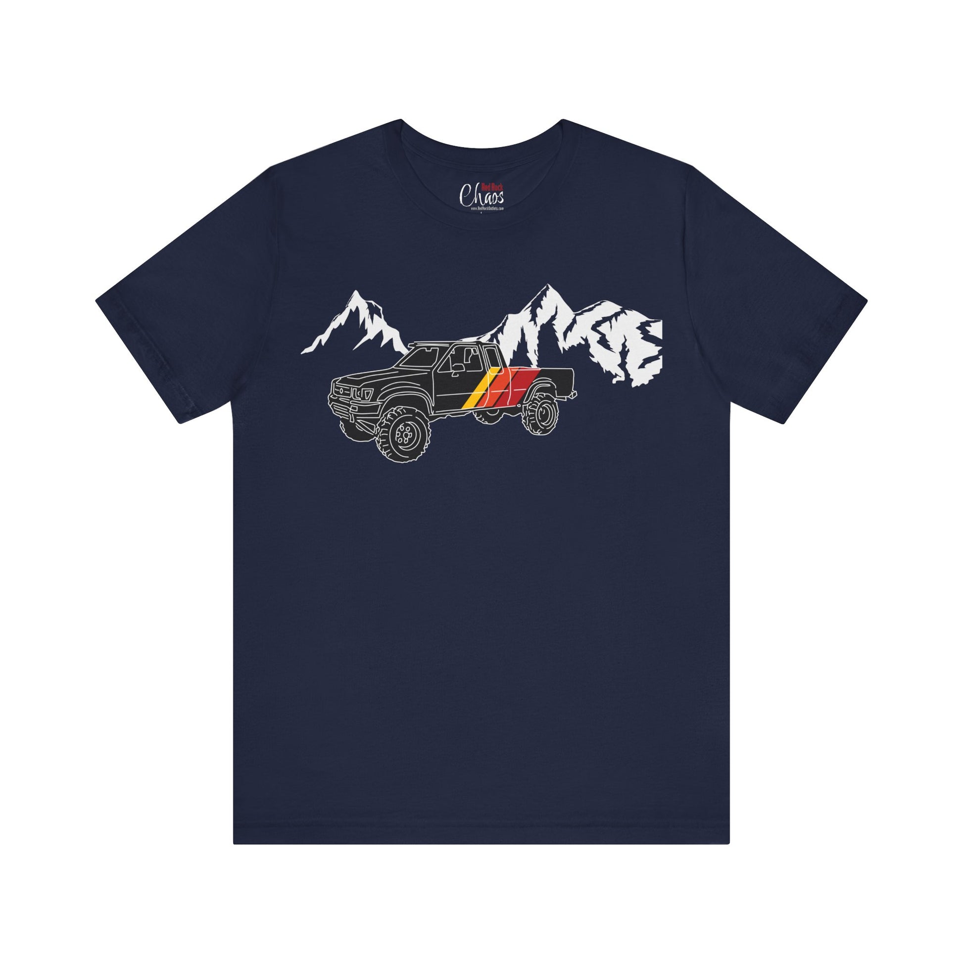 Retro Black Toyota Truck with Mountains