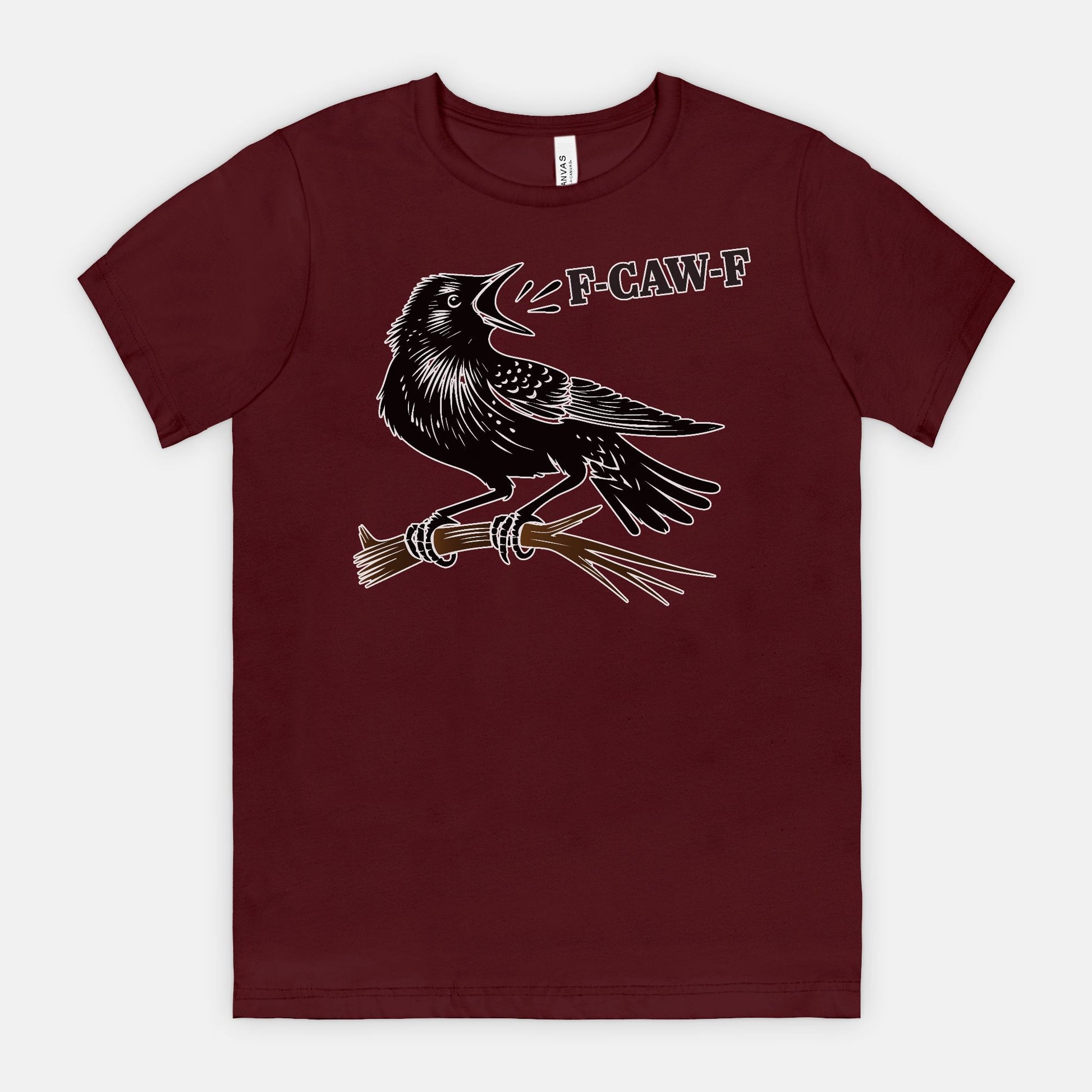 F-CAW-F Crow on Branch Funny Edgy Bird Shirt