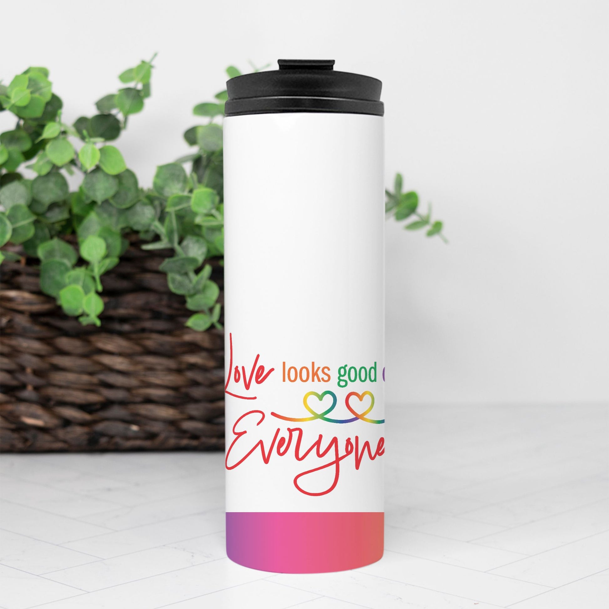 Love Looks Good on Everyone Pride Tumbler – Rainbow Equality Drinkware