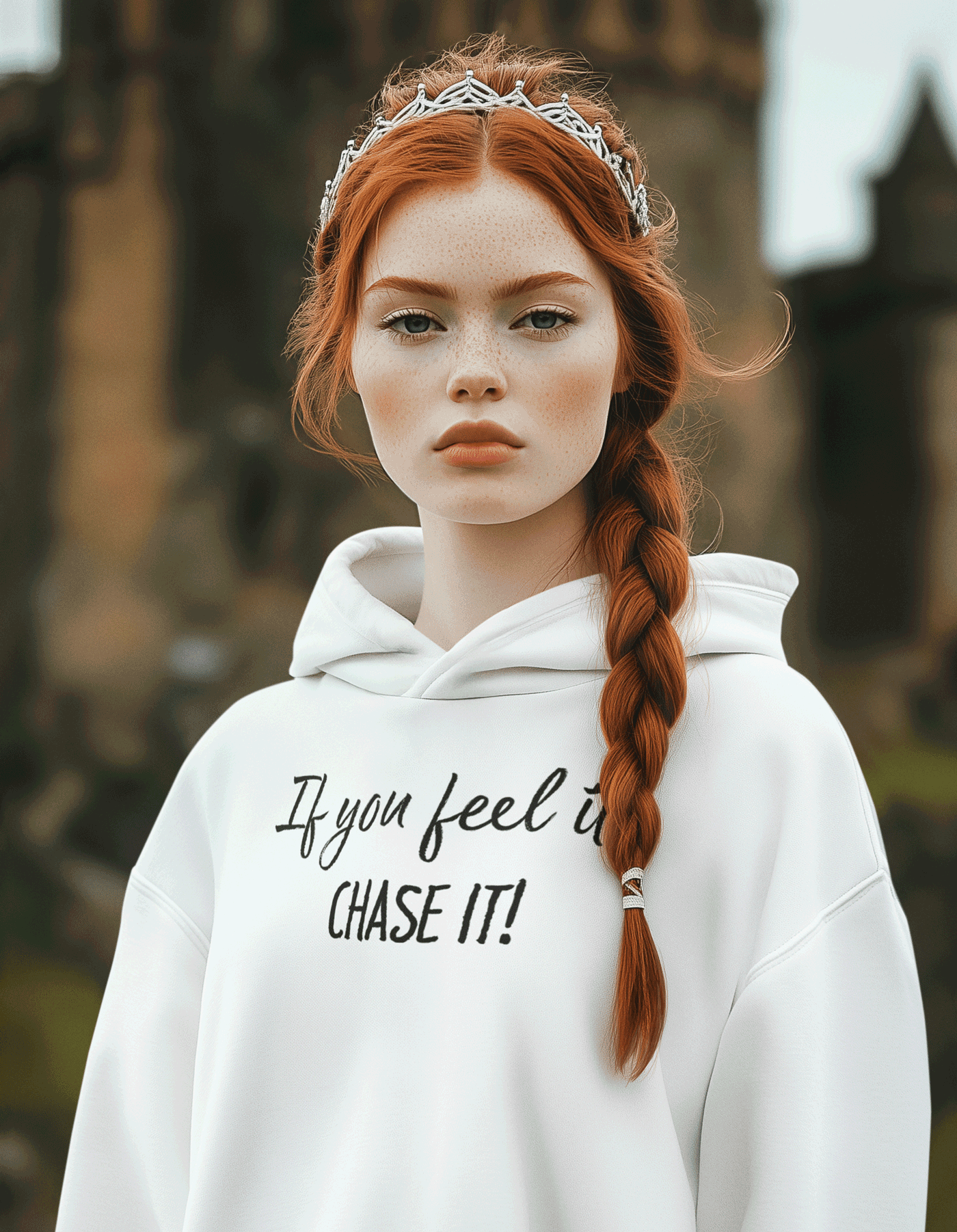 If-you-feel-it-chase-it-hoodie-Model-White