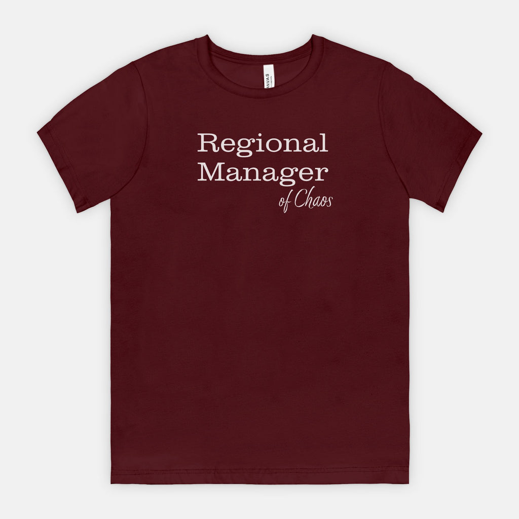 Red-Rock-Chaos-bella-canvas-t-shirt-Regional-Manager-of-Chaos-Maroon