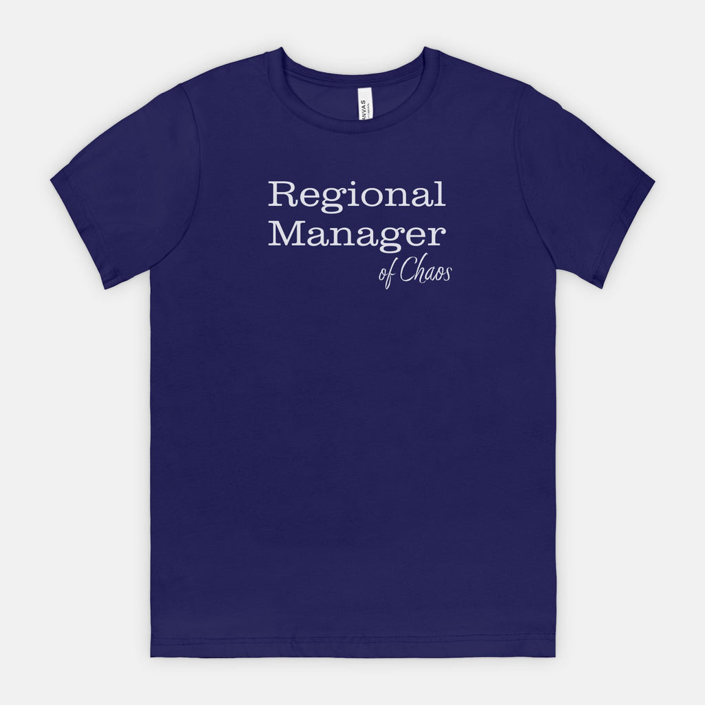 Red-Rock-Chaos-bella-canvas-t-shirt-Regional-Manager-of-Chaos-Team-Navy