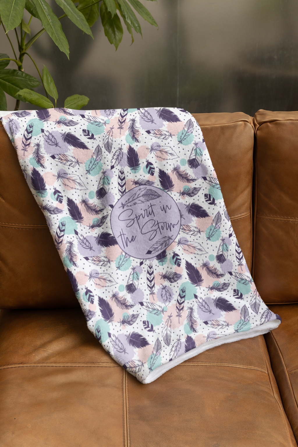 Spirit in the Storm Minky Blanket – Feather & Pastel Chaos Pattern