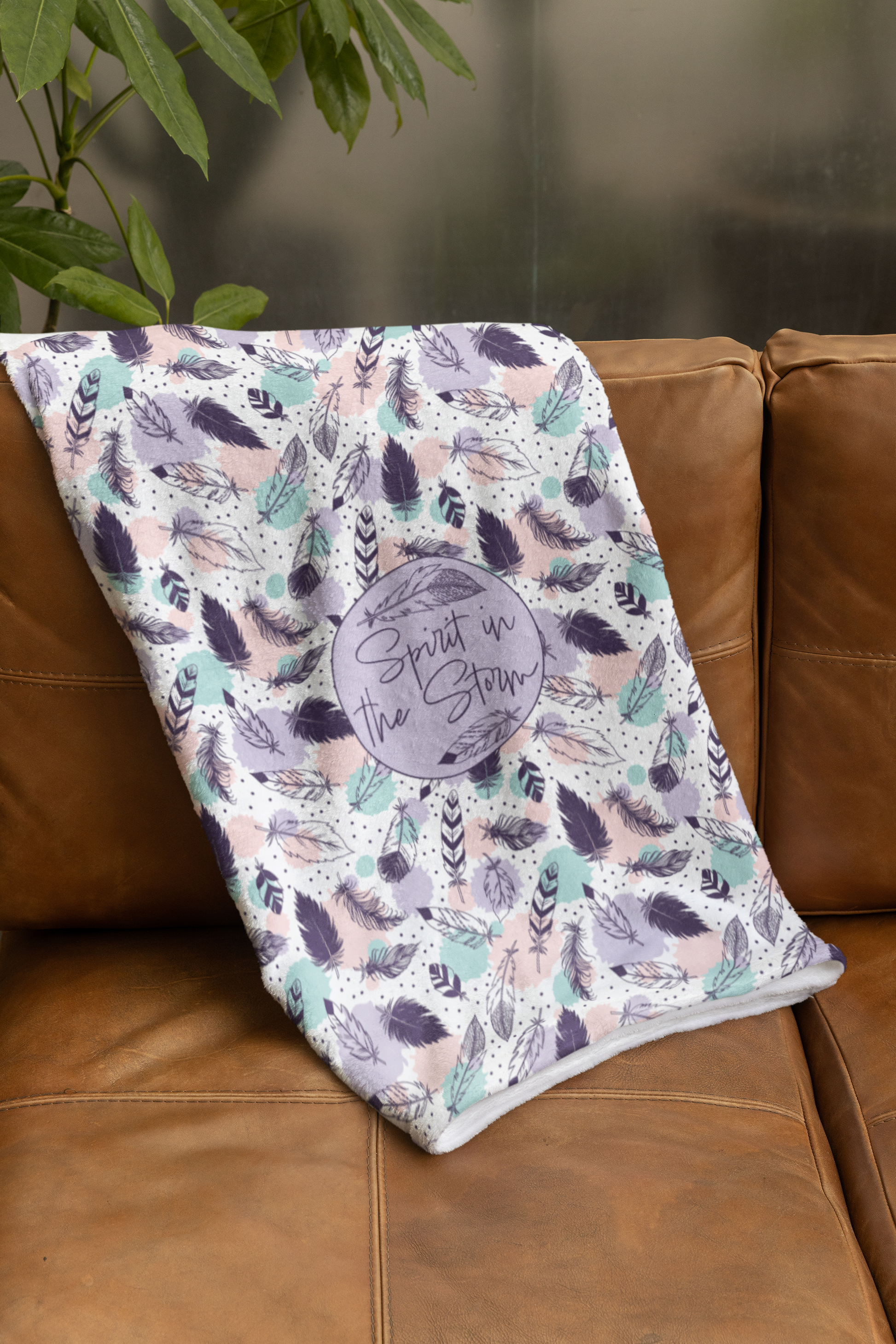 Spirit in the Storm Minky Blanket – Feather & Pastel Chaos Pattern