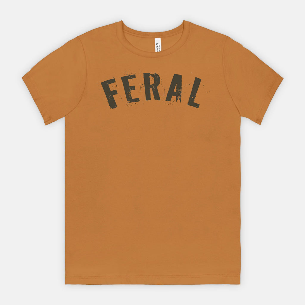 FERAL Graphic Tee – Bold Distressed Statement Adult Shirt