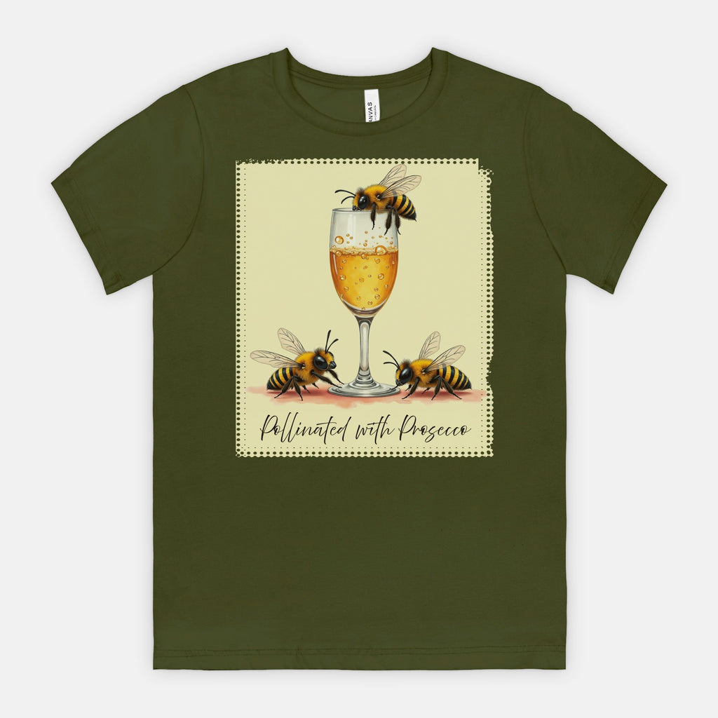 Pollinated with Prosecco – Cute Funny Bee Pun Tee