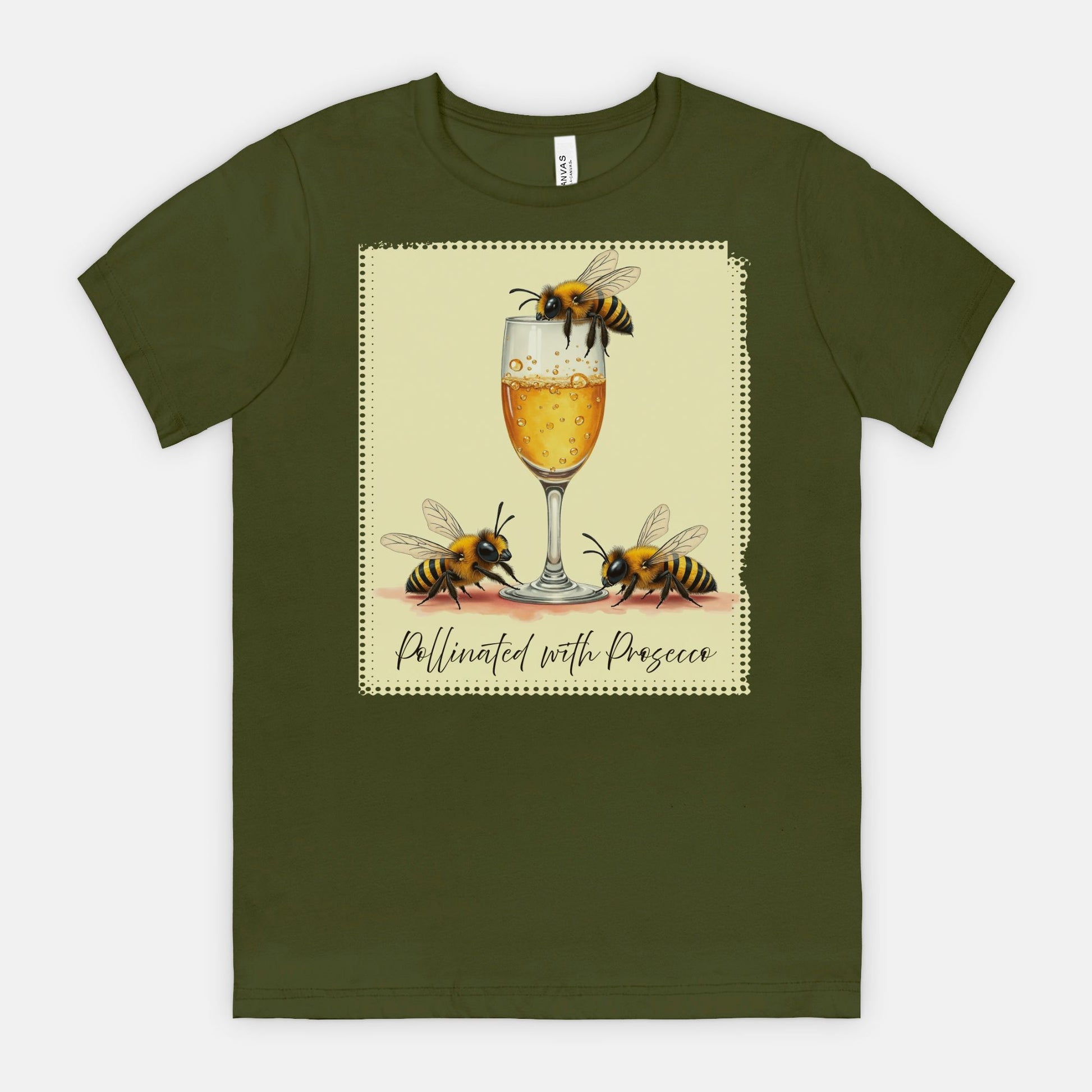 Pollinated with Prosecco – Cute Funny Bee Pun Tee