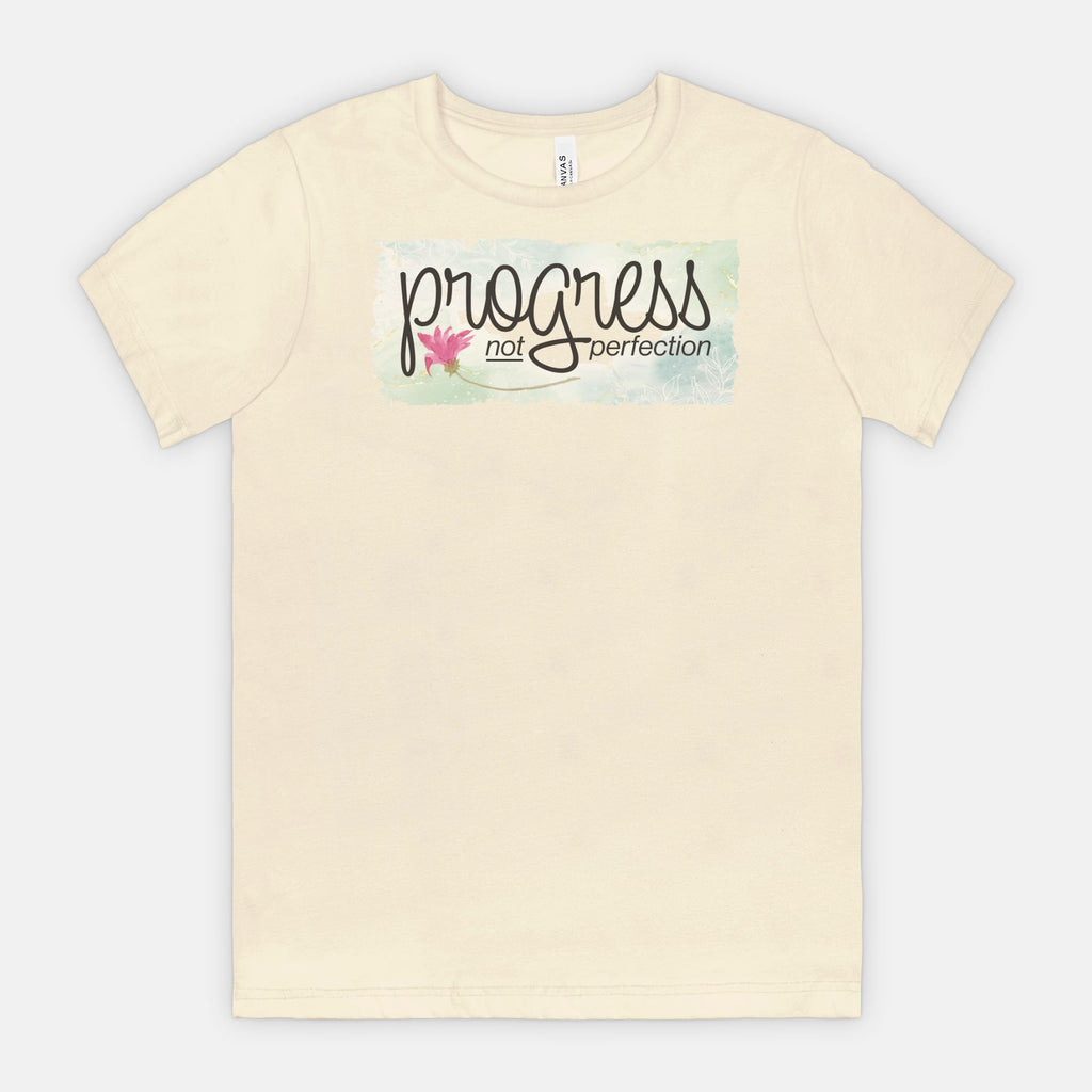 Progress Not Perfection – Soft Floral Motivational Tee