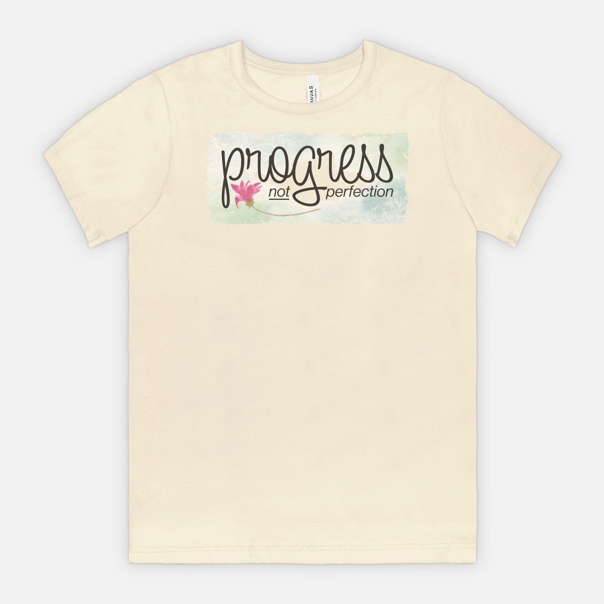 Progress Not Perfection – Soft Floral Motivational Tee