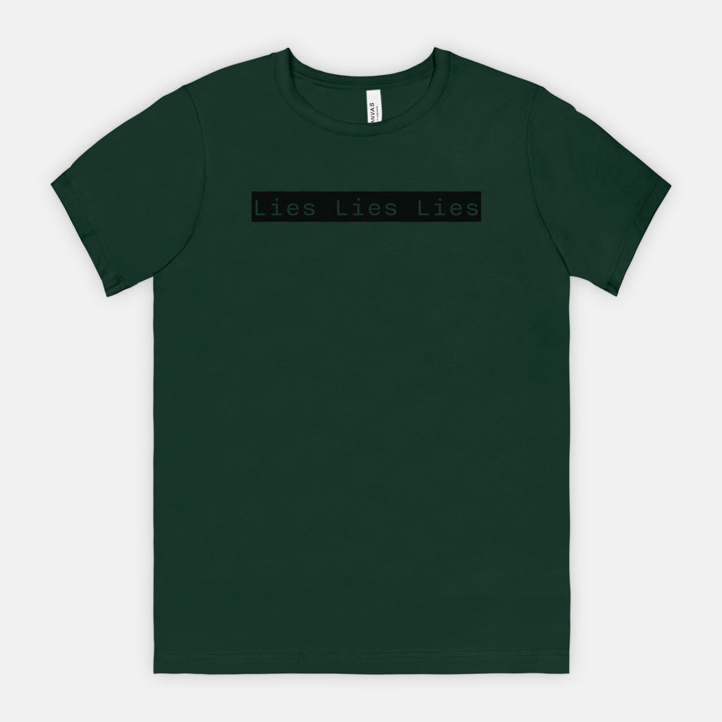 Lies Lies Lies Black Box T-Shirt — Bold Minimalist Statement Tee