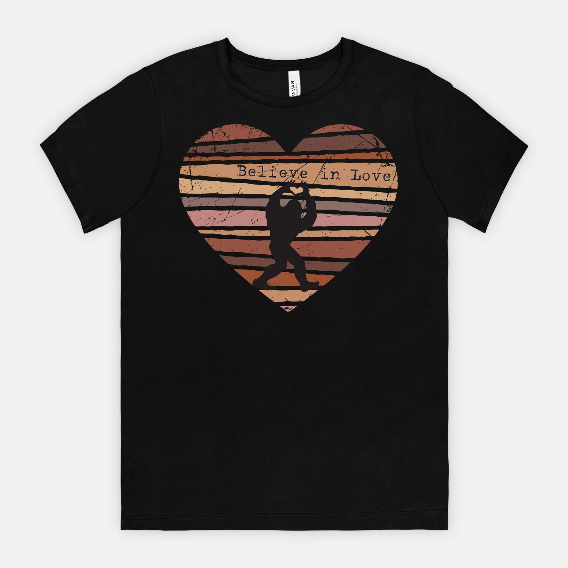 Believe in Love Bigfoot Heart Shirt