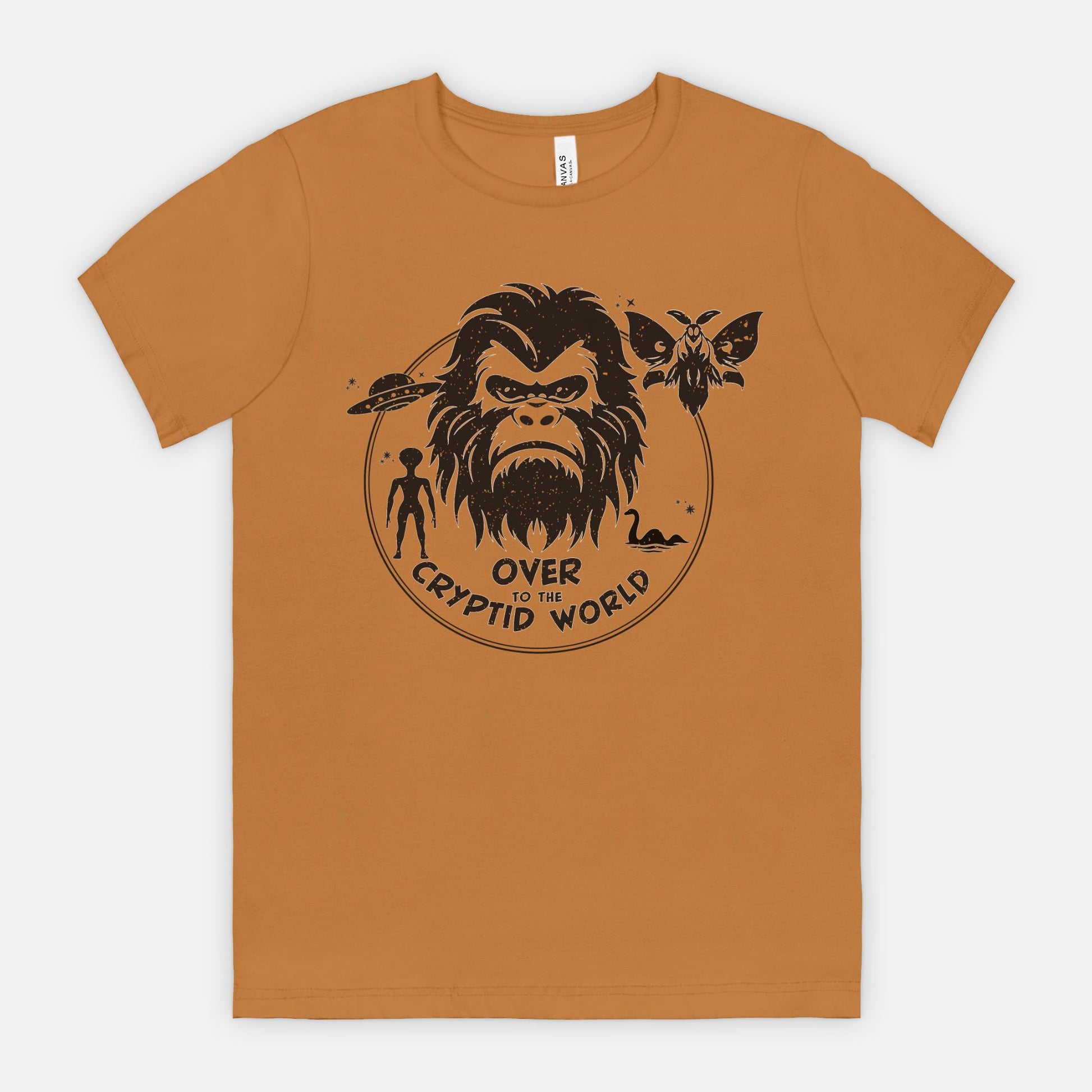 Over to the Cryptid World Bigfoot UFO Mothman Nessie Alien Shirt