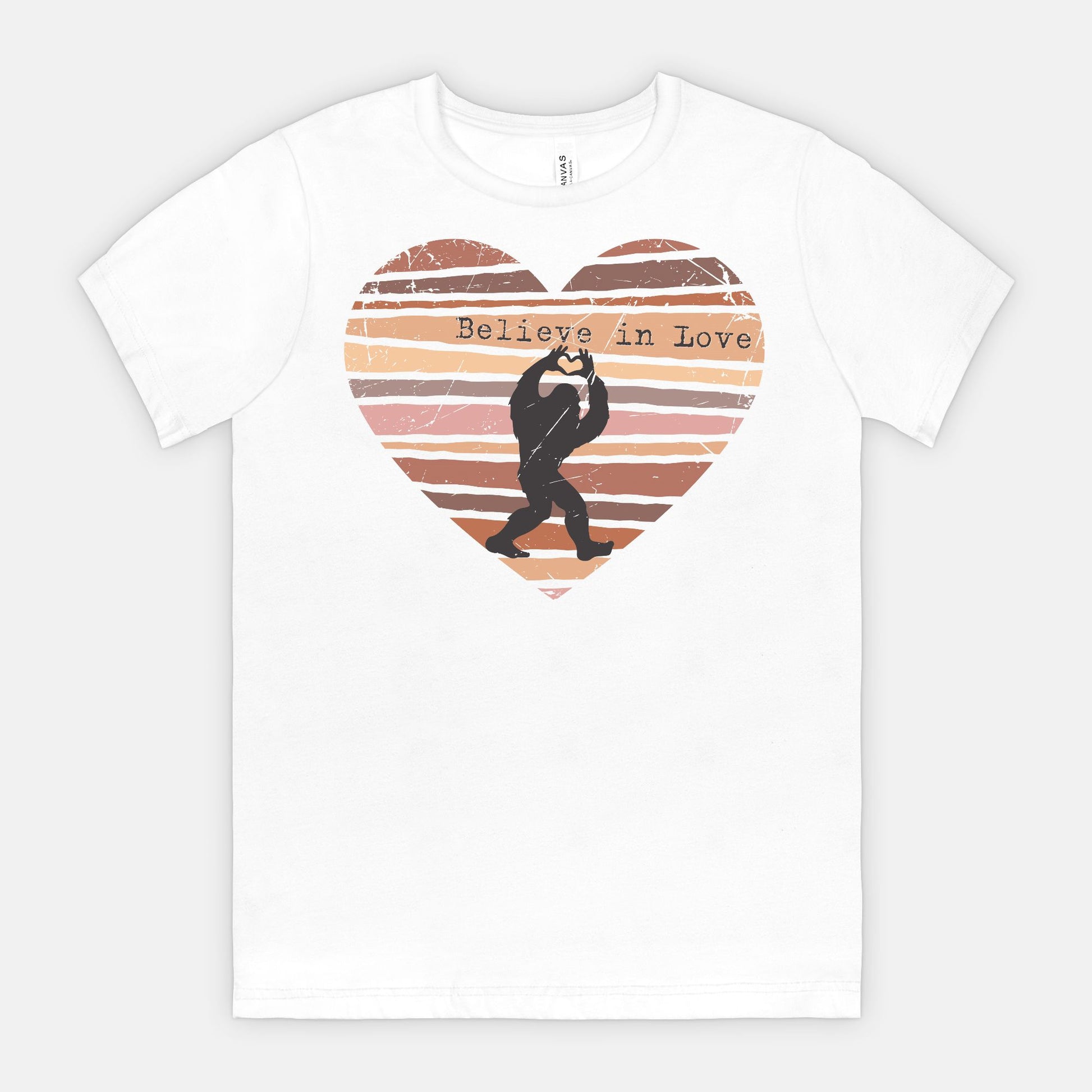 Believe in Love Bigfoot Heart Shirt