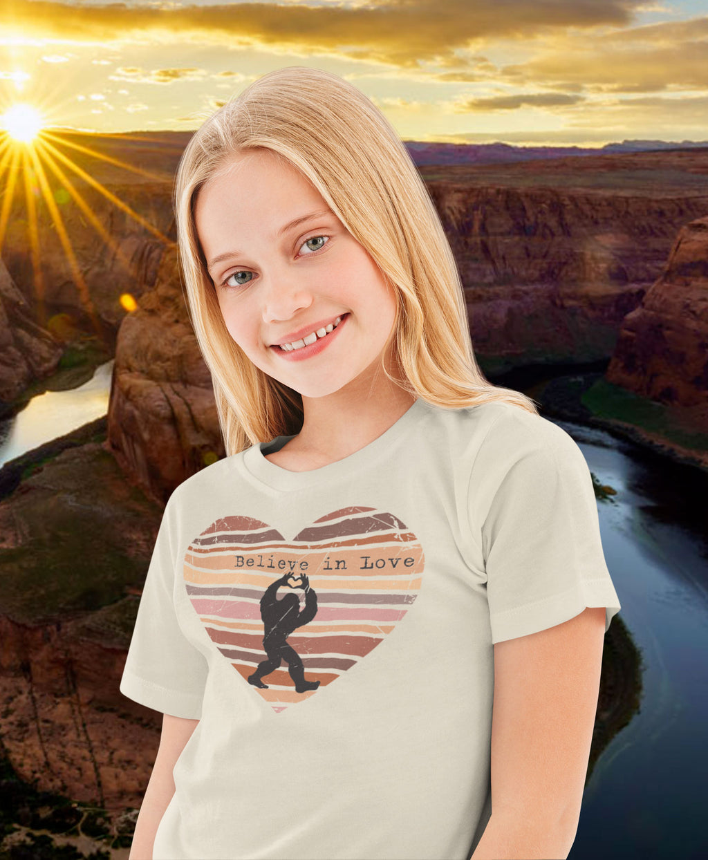 Believe in Love Bigfoot Youth Graphic T-Shirt
