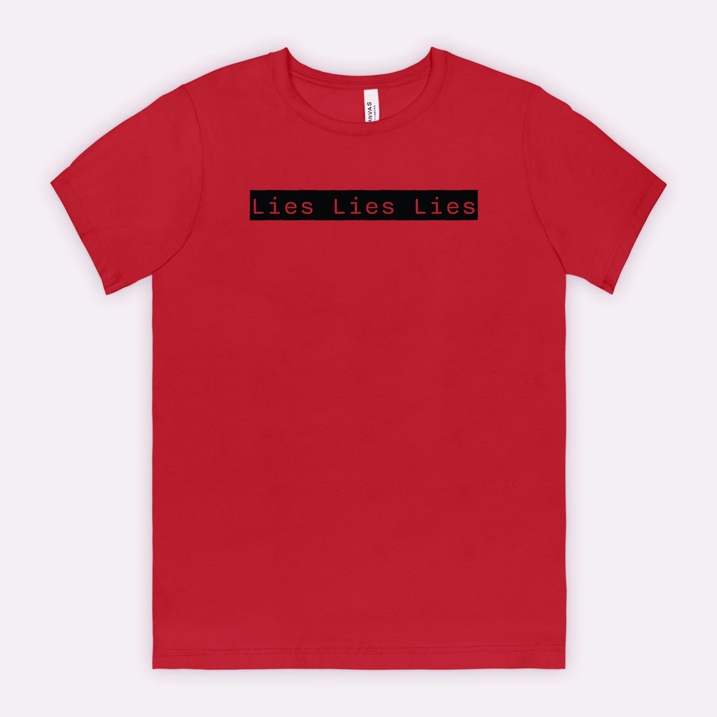 Lies Lies Lies Black Box T-Shirt — Bold Minimalist Statement Tee