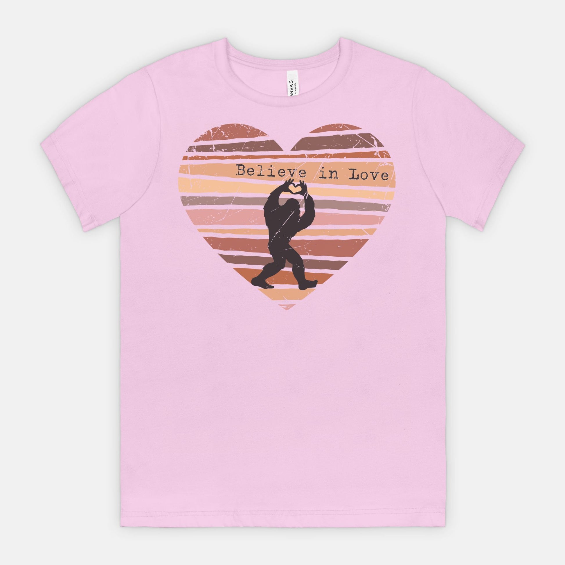 Believe in Love Bigfoot Heart Shirt