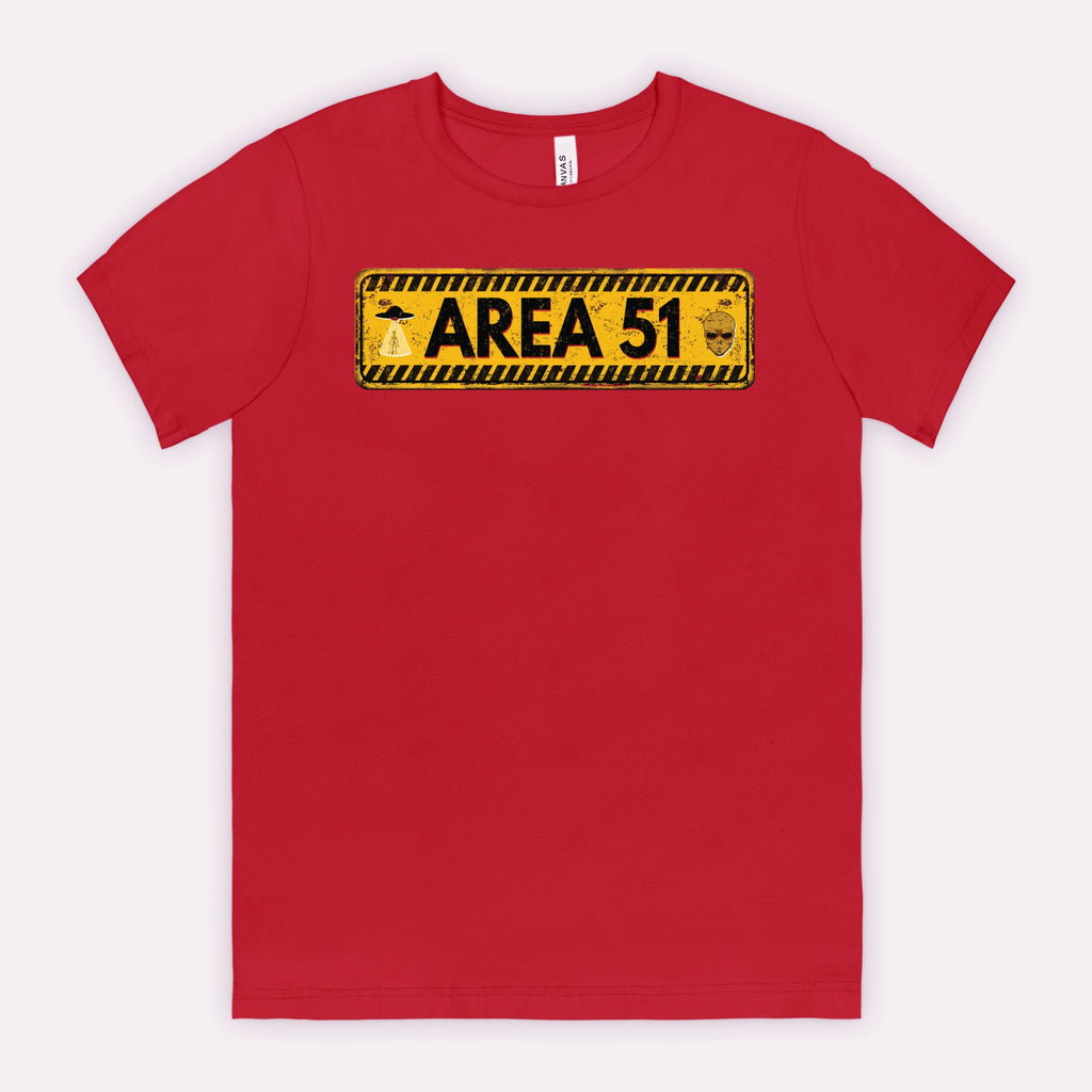 Area 51 Distressed Alien Sign Graphic Tee – Vintage Sci-Fi UFO Shirt