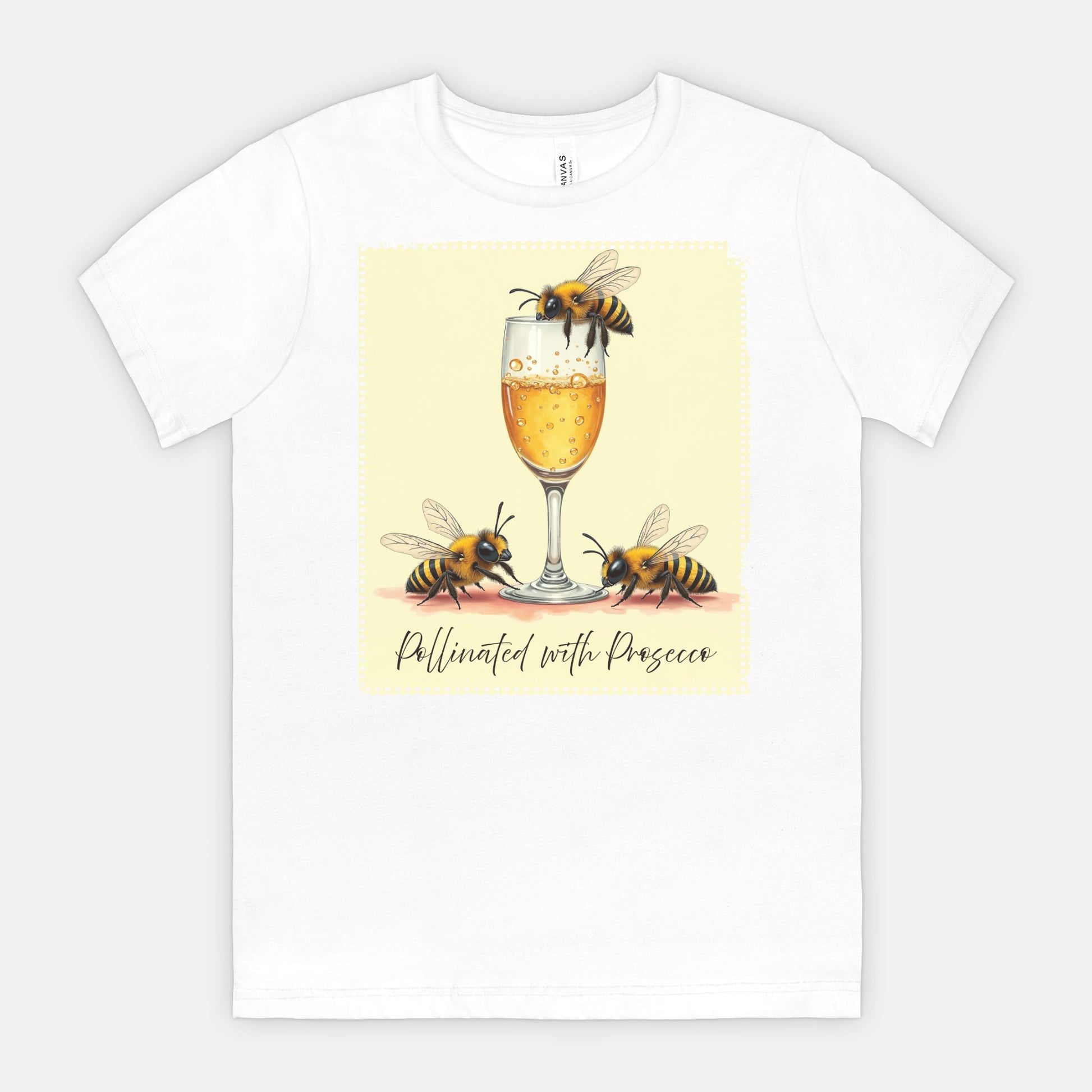Pollinated with Prosecco – Cute Funny Bee Pun Tee