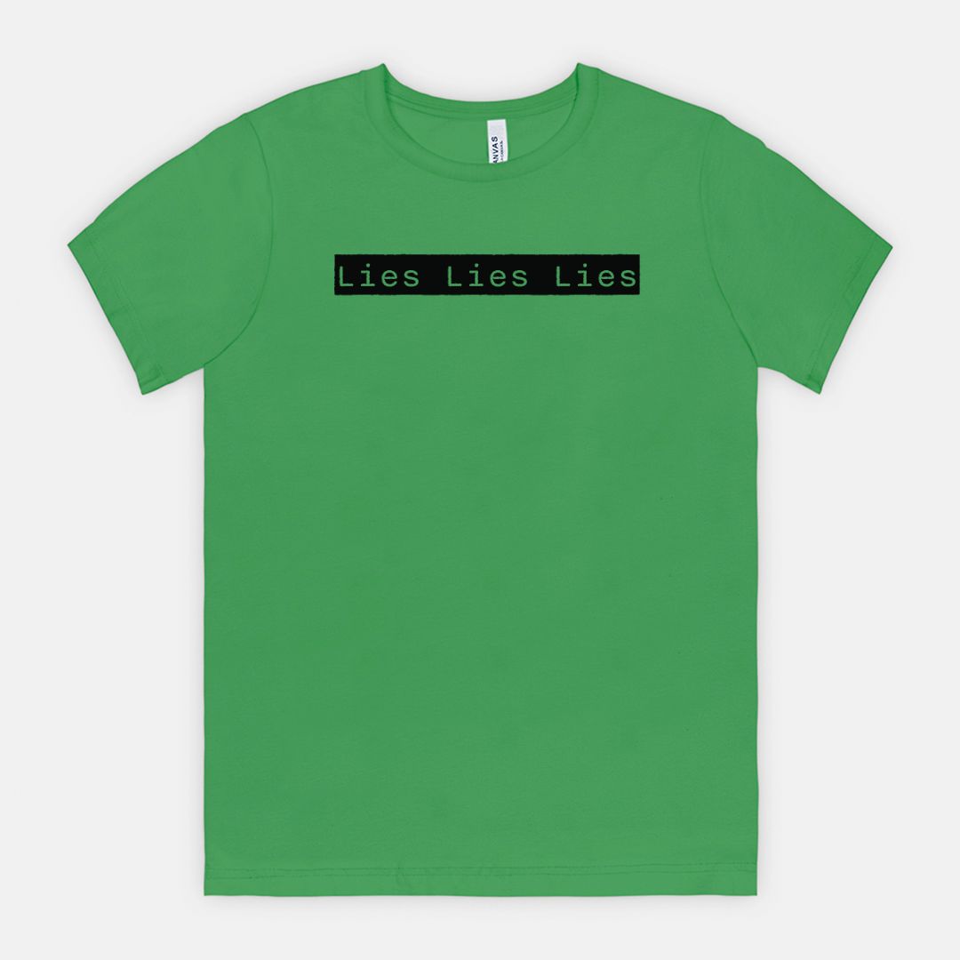 Lies Lies Lies Black Box T-Shirt — Bold Minimalist Statement Tee