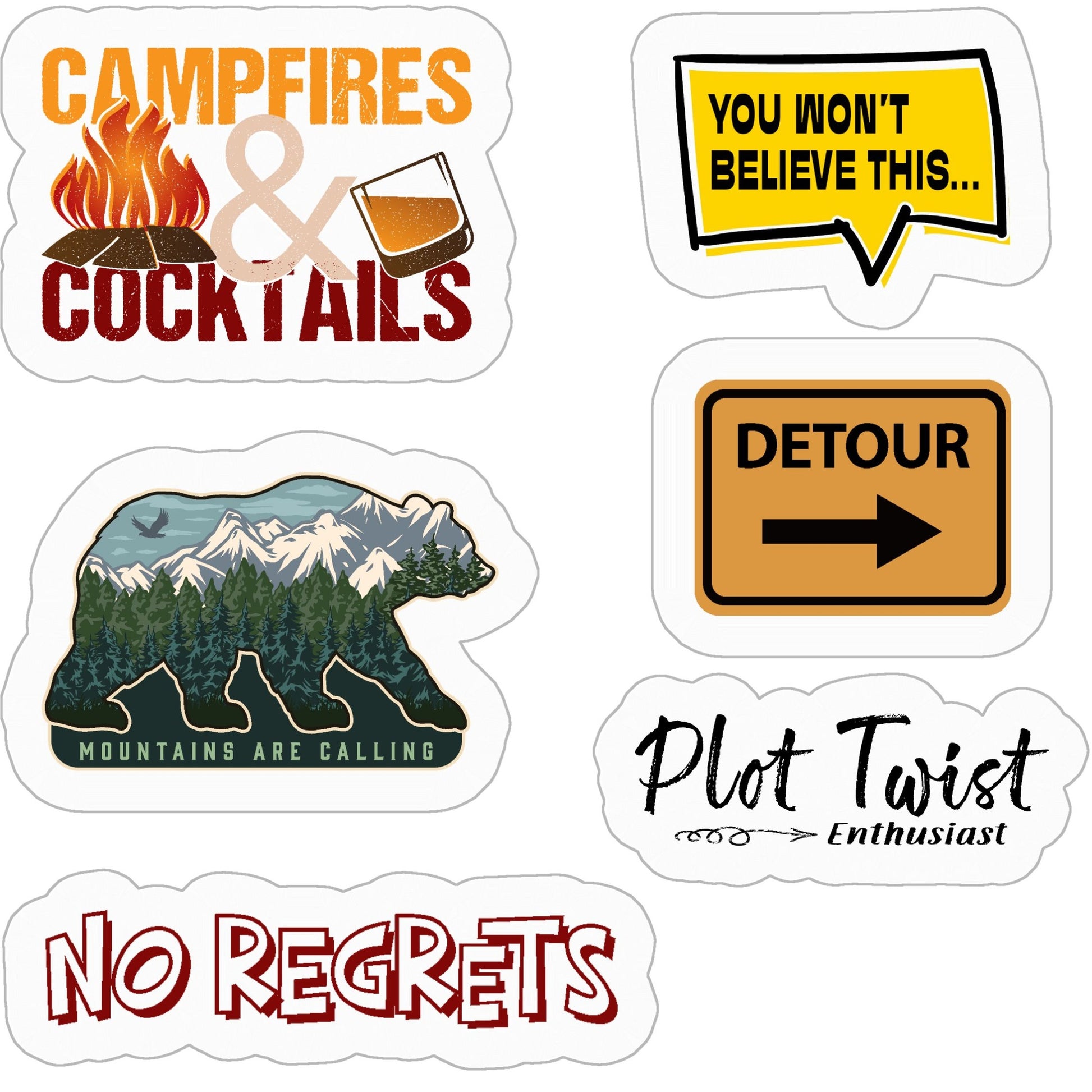 6x6 Sticker Sheet – Campfires, Cocktails & Chaos Stickers