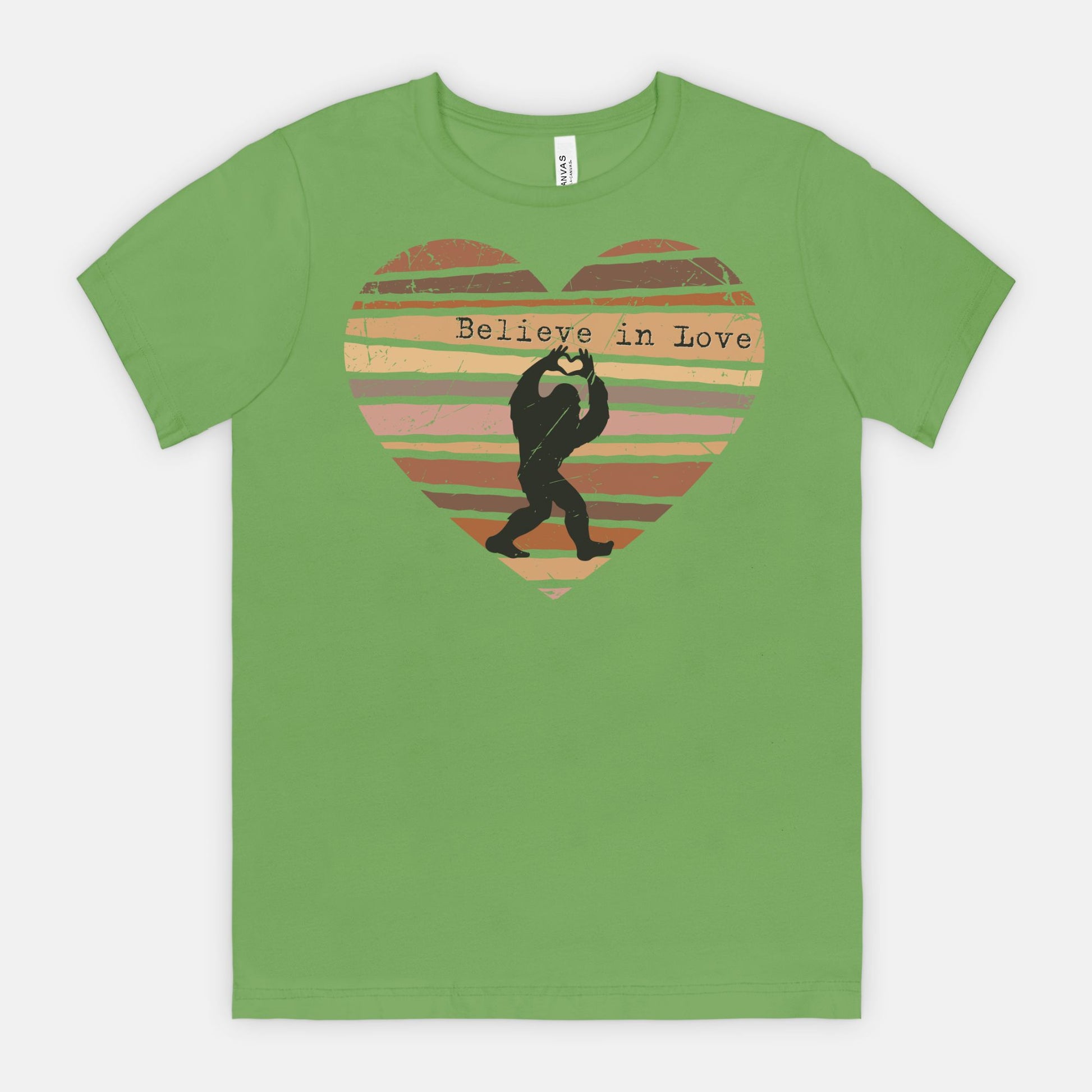 Believe in Love Bigfoot Heart Shirt