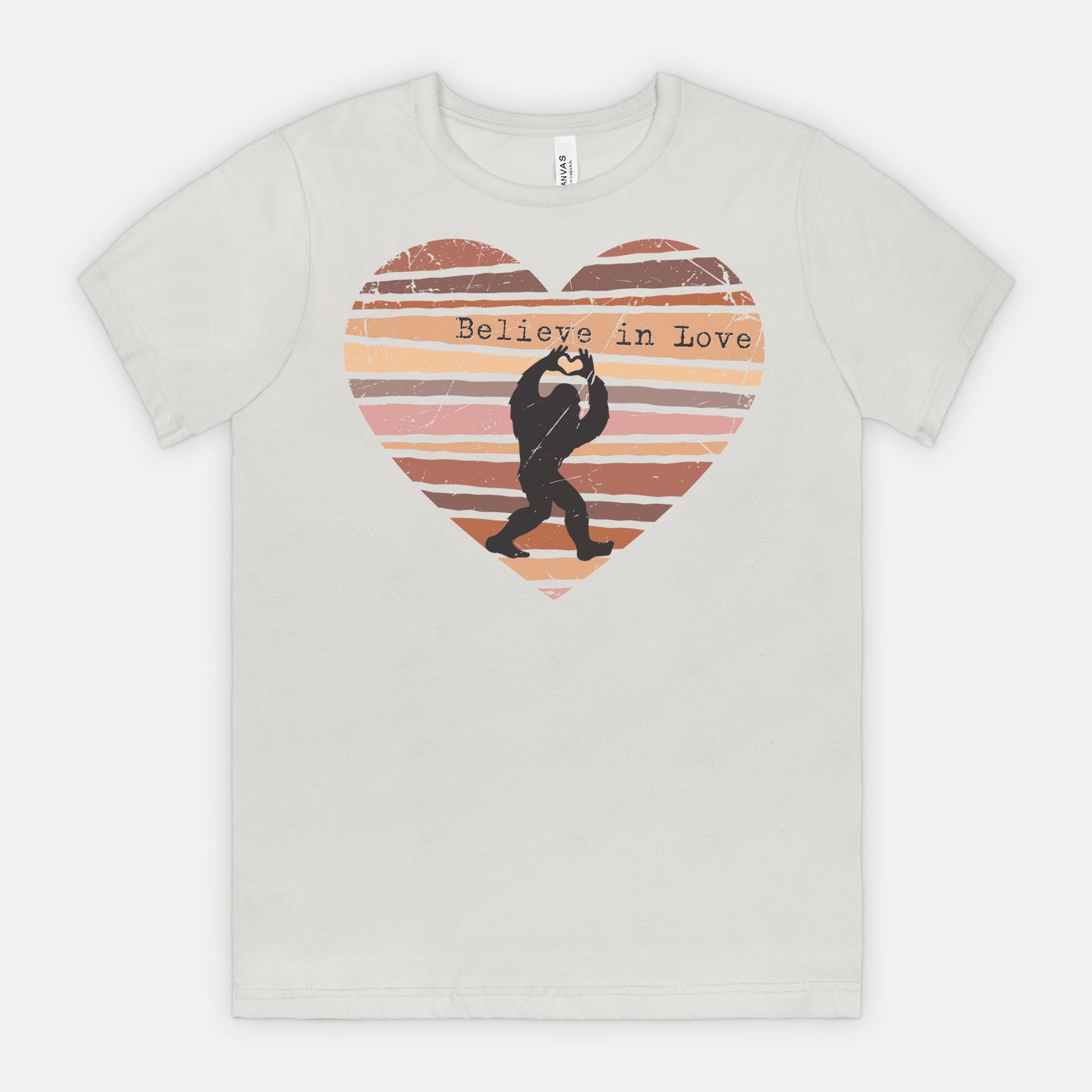 Believe in Love Bigfoot Heart Shirt