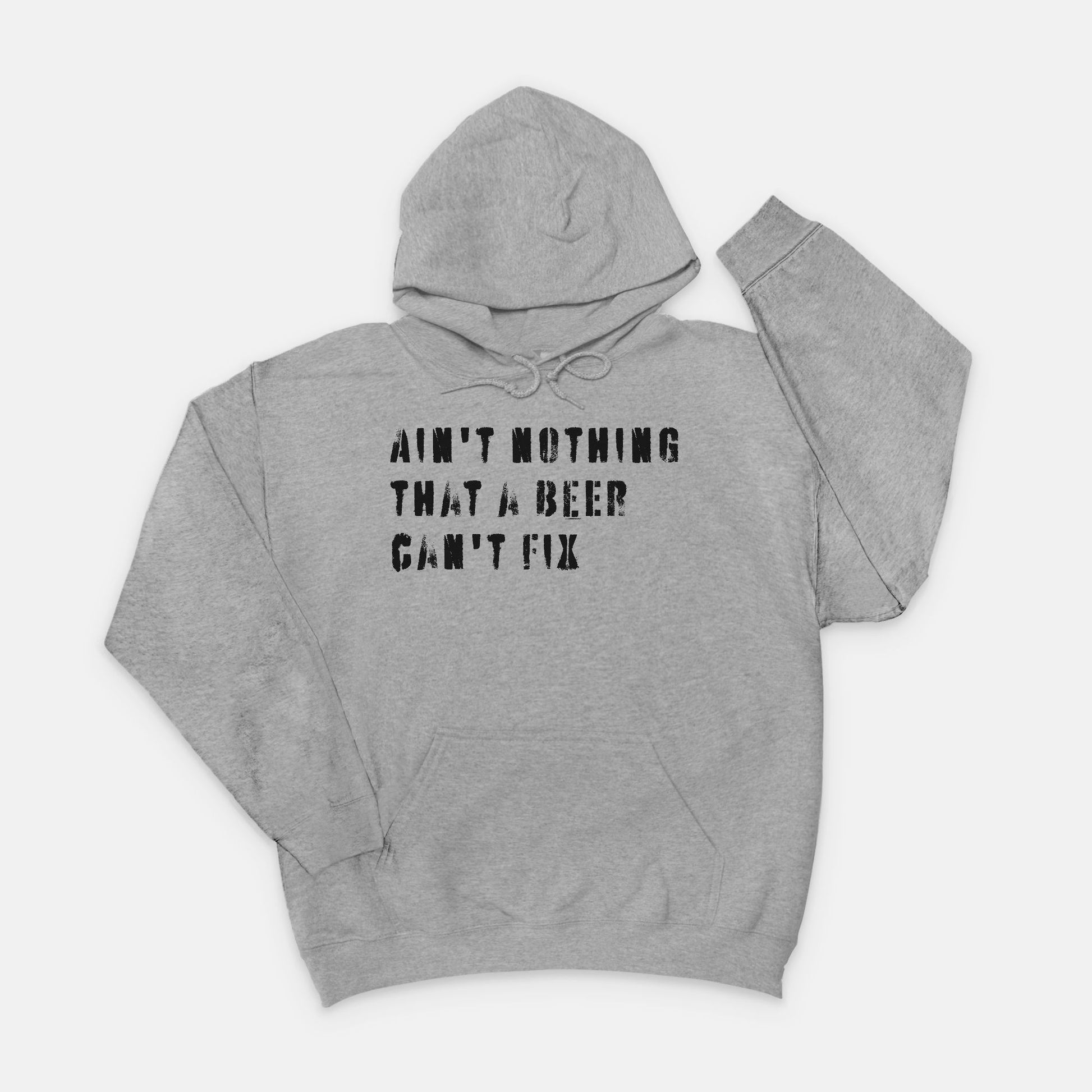 Ain’t Nothing That a Beer Can’t Fix Hoodie in Black Text