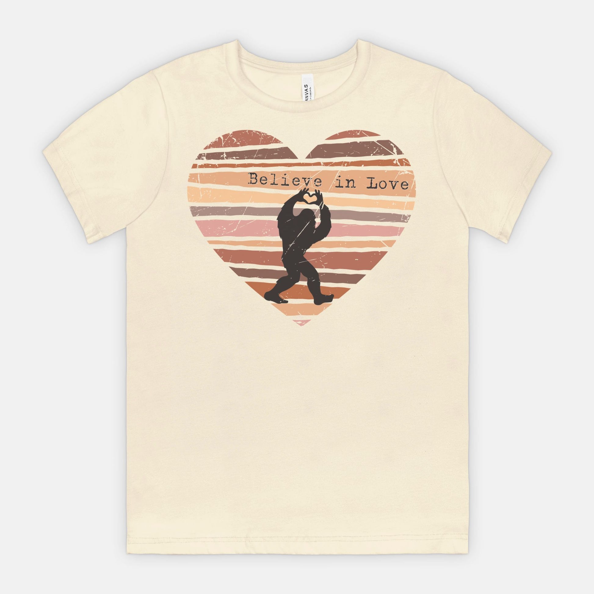 Believe in Love Bigfoot Heart Shirt