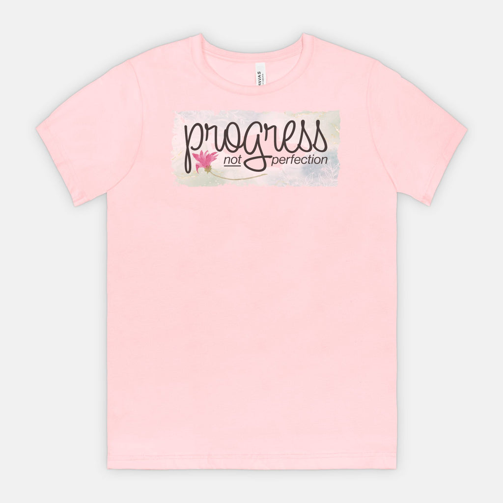 Progress Not Perfection – Soft Floral Motivational Tee
