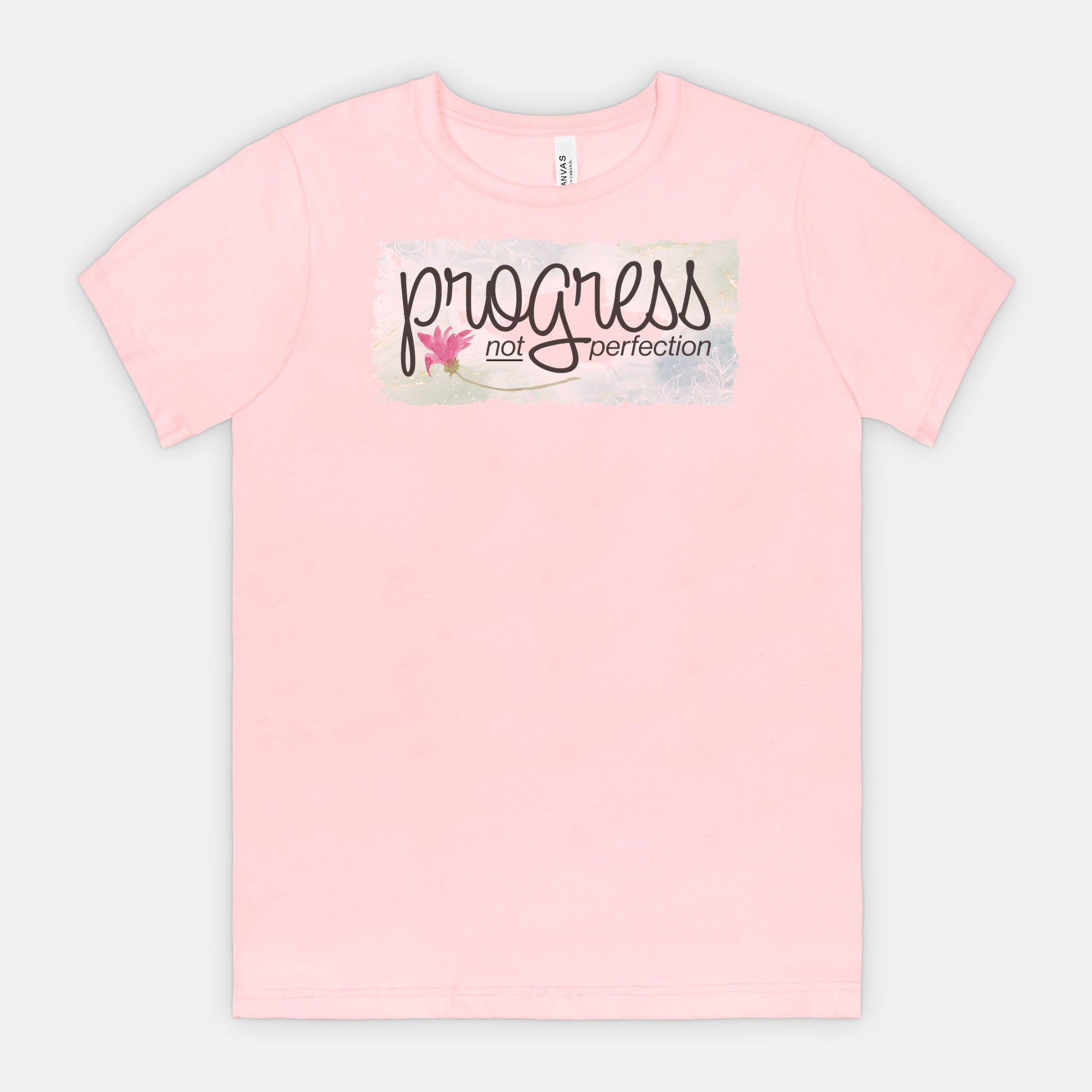 Progress Not Perfection – Soft Floral Motivational Tee
