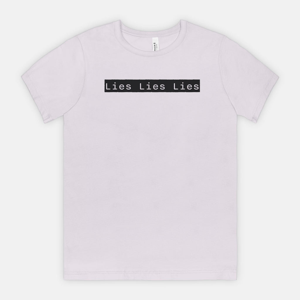 Lies Lies Lies Black Box T-Shirt — Bold Minimalist Statement Tee
