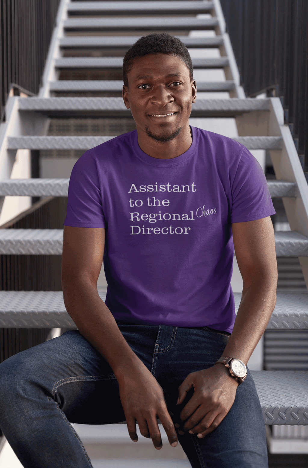 red-rock-chaos-Assistant-to-the-Regional-Chaos-Manager-tee-white-text-Team-Purple