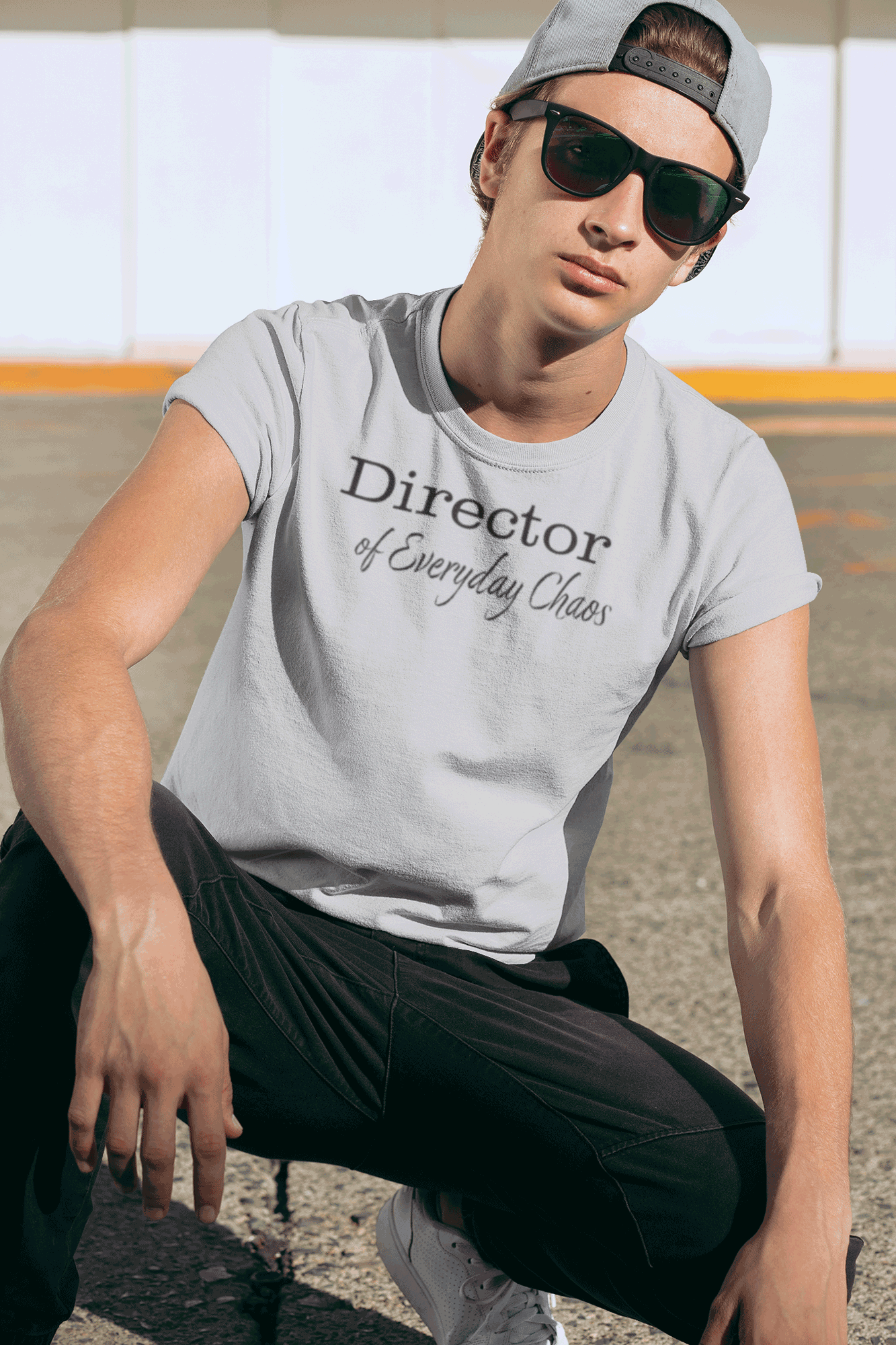 red-rock-chaos-Director-of-Everyday-Chaos-tee-black-text-silver