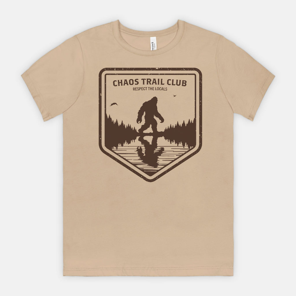 red-rock-chaos-Trail-Club-vintage-bigfoot-shirt-tan
