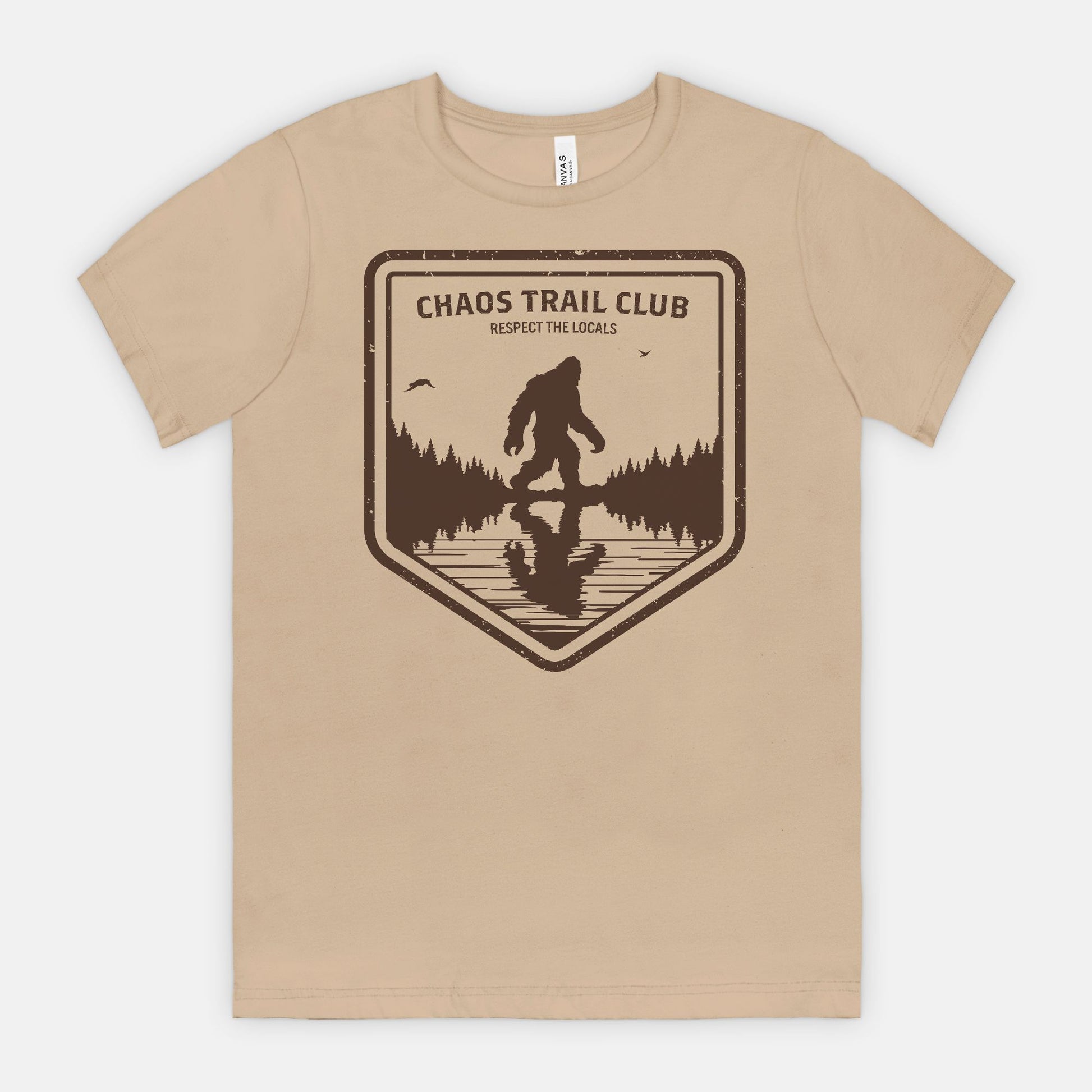 red-rock-chaos-Trail-Club-vintage-bigfoot-shirt-tan