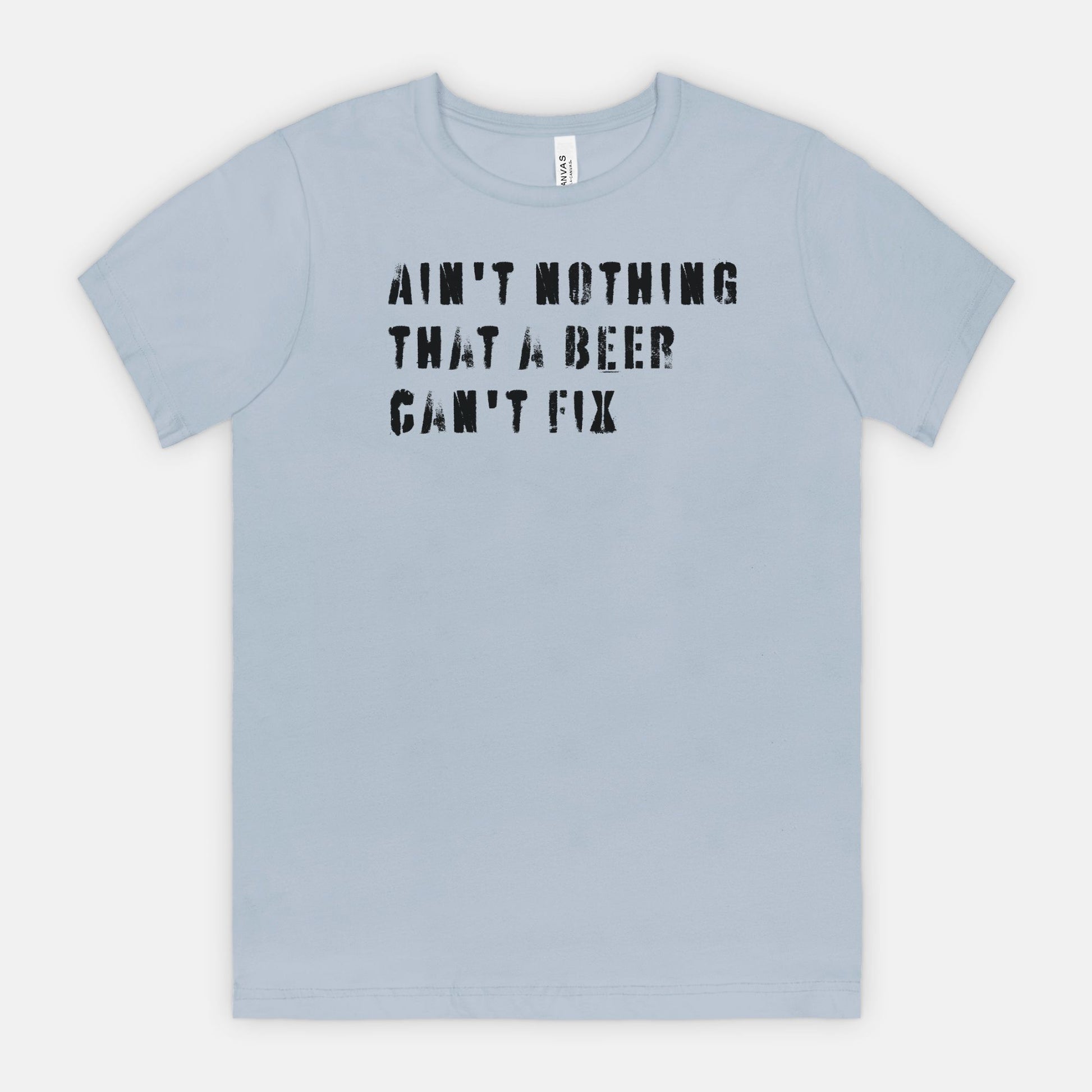 red-rock-chaos-aint-nothing-that-a-beer-cant-fix-tee-black-text-bella-canvas-3001-light-blue