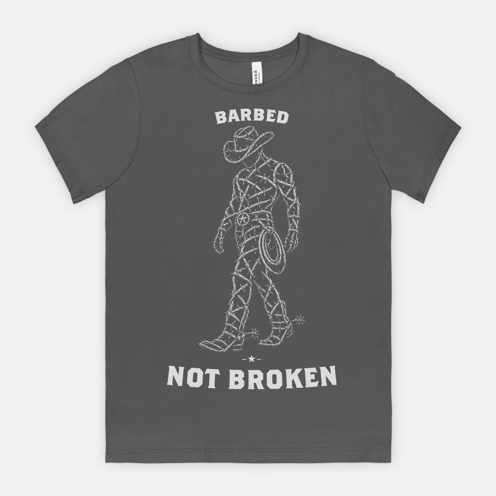 red-rock-chaos-barbed-not-broken-cowboy-shirt-Asphalt