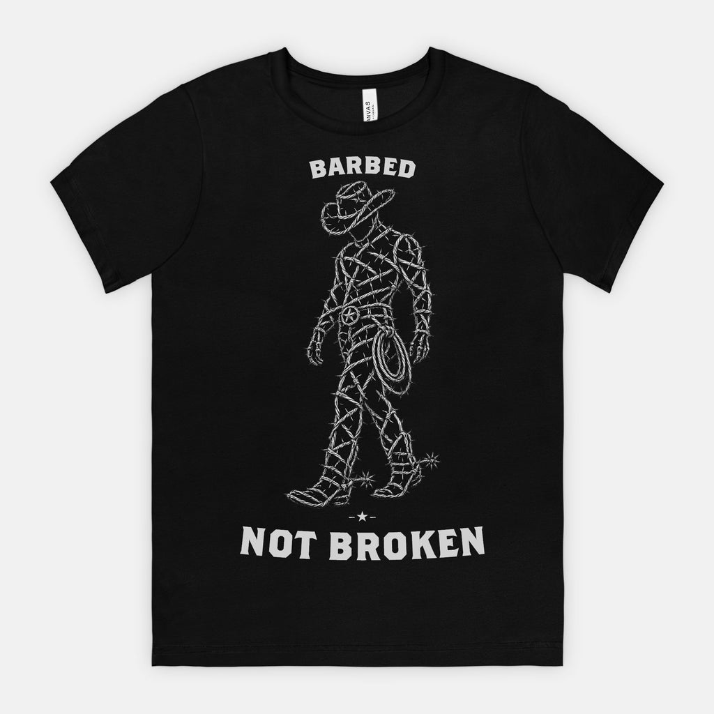 red-rock-chaos-barbed-not-broken-cowboy-shirt-Black