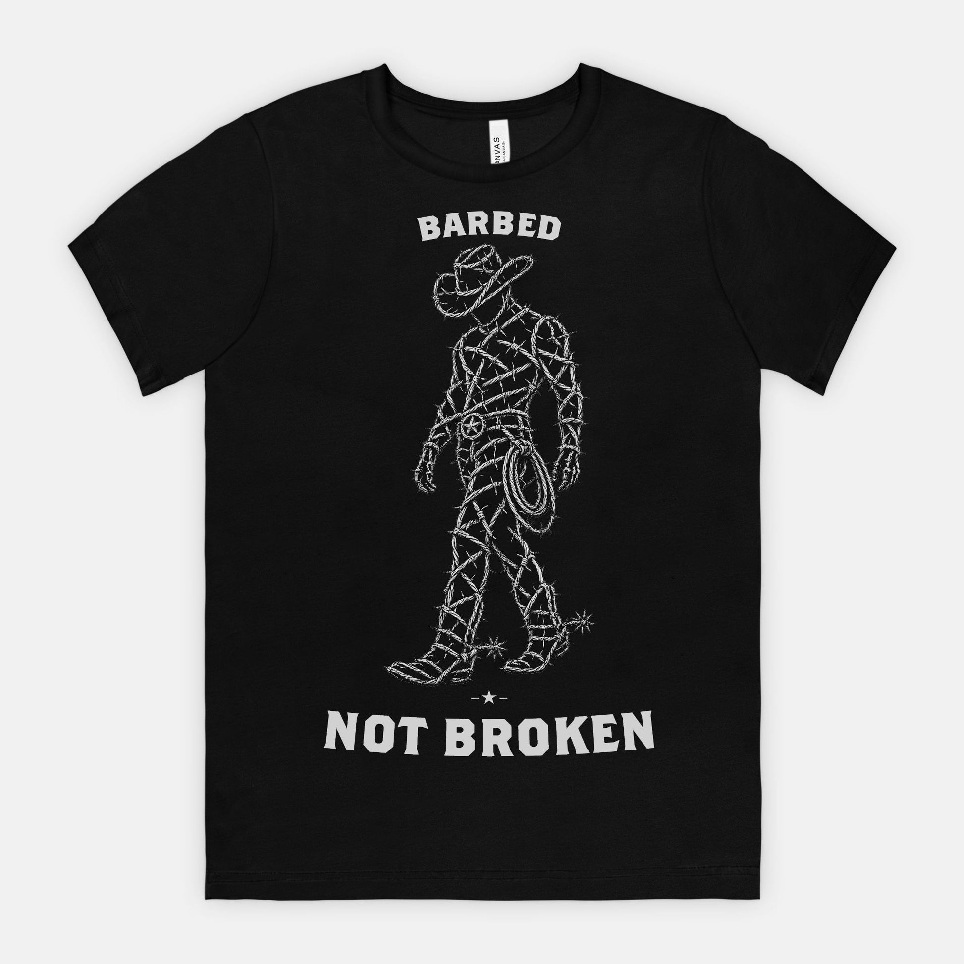 red-rock-chaos-barbed-not-broken-cowboy-shirt-Black