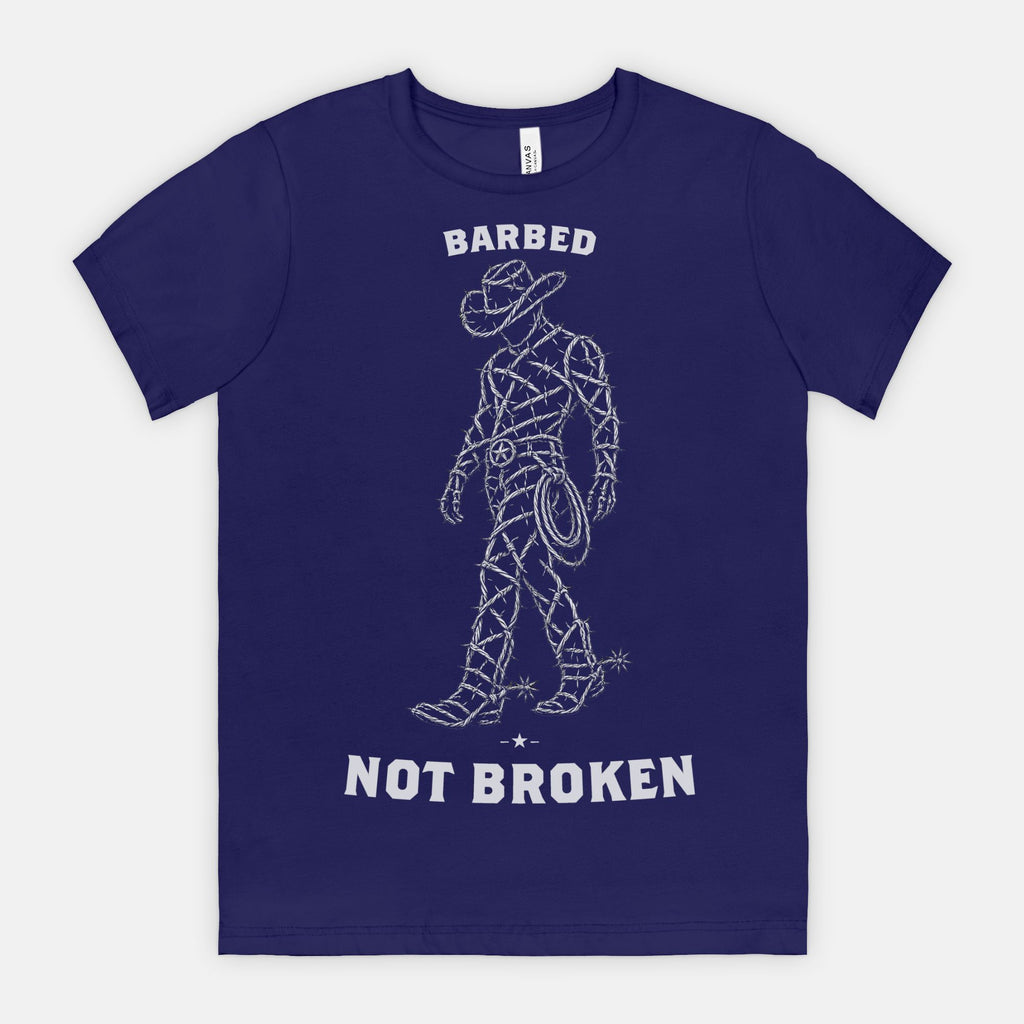 red-rock-chaos-barbed-not-broken-cowboy-shirt-Team-Navy