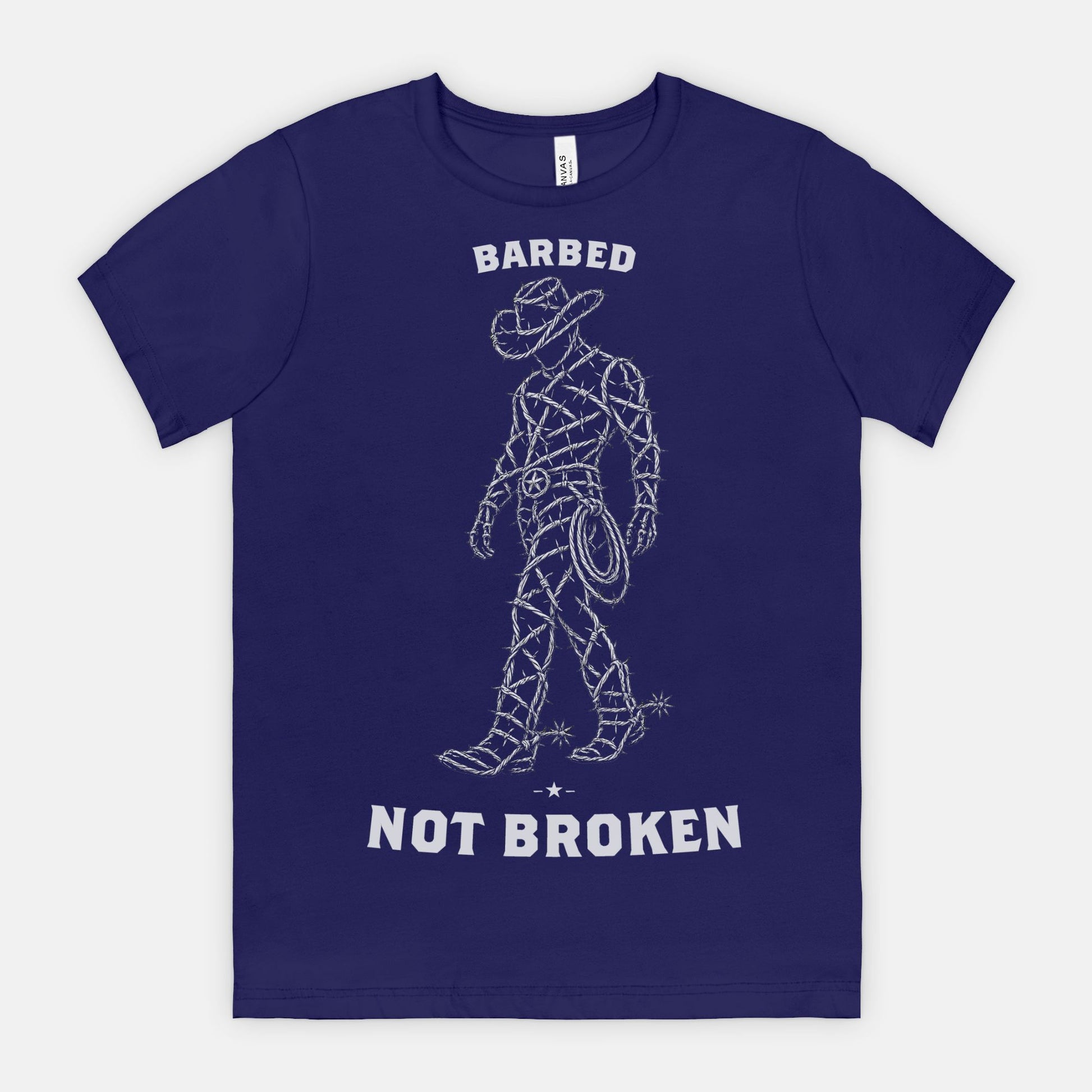 red-rock-chaos-barbed-not-broken-cowboy-shirt-Team-Navy